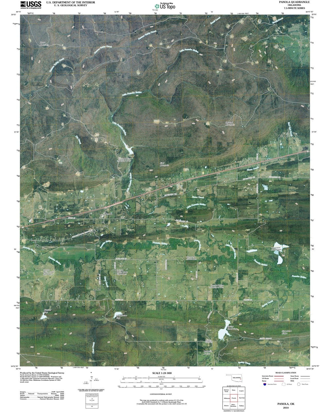2010 Panola, OK - Oklahoma - USGS Topographic Map