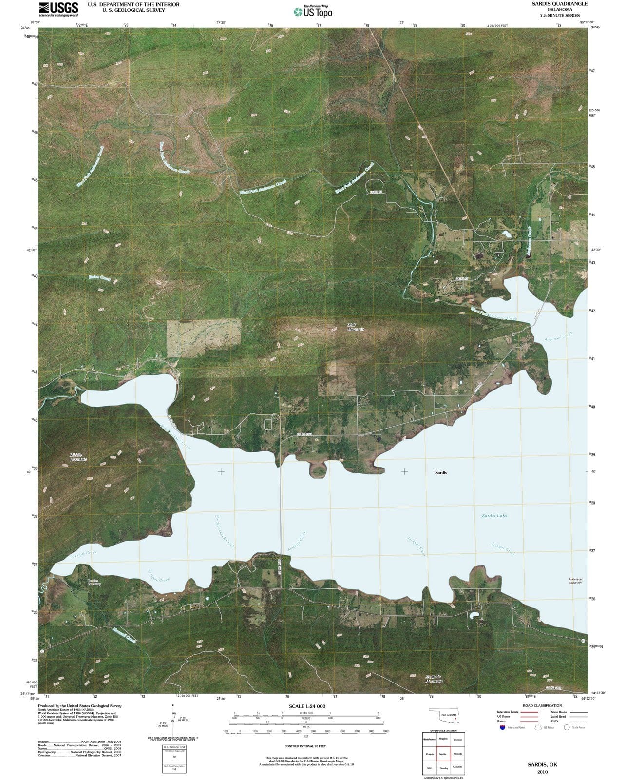 2010 Sardis, OK - Oklahoma - USGS Topographic Map