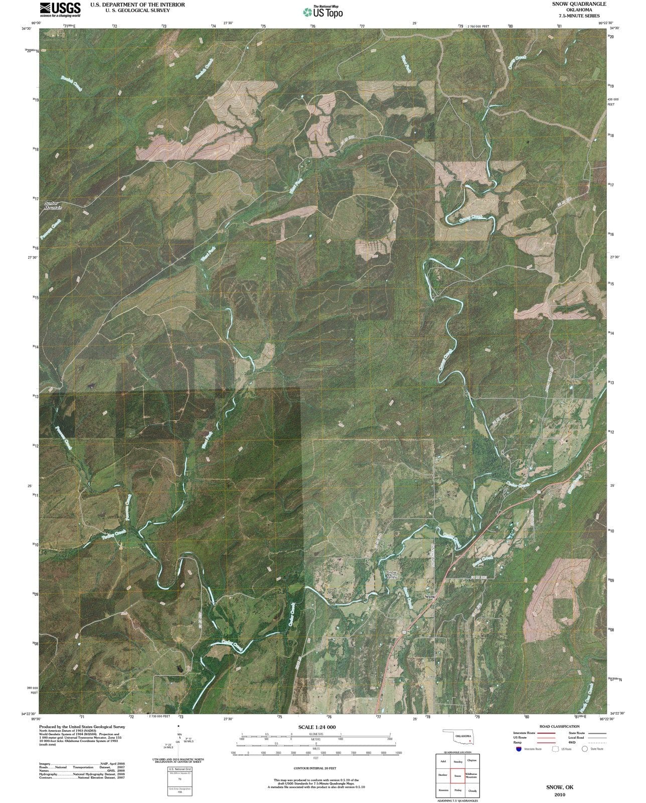 2010 Snow, OK - Oklahoma - USGS Topographic Map