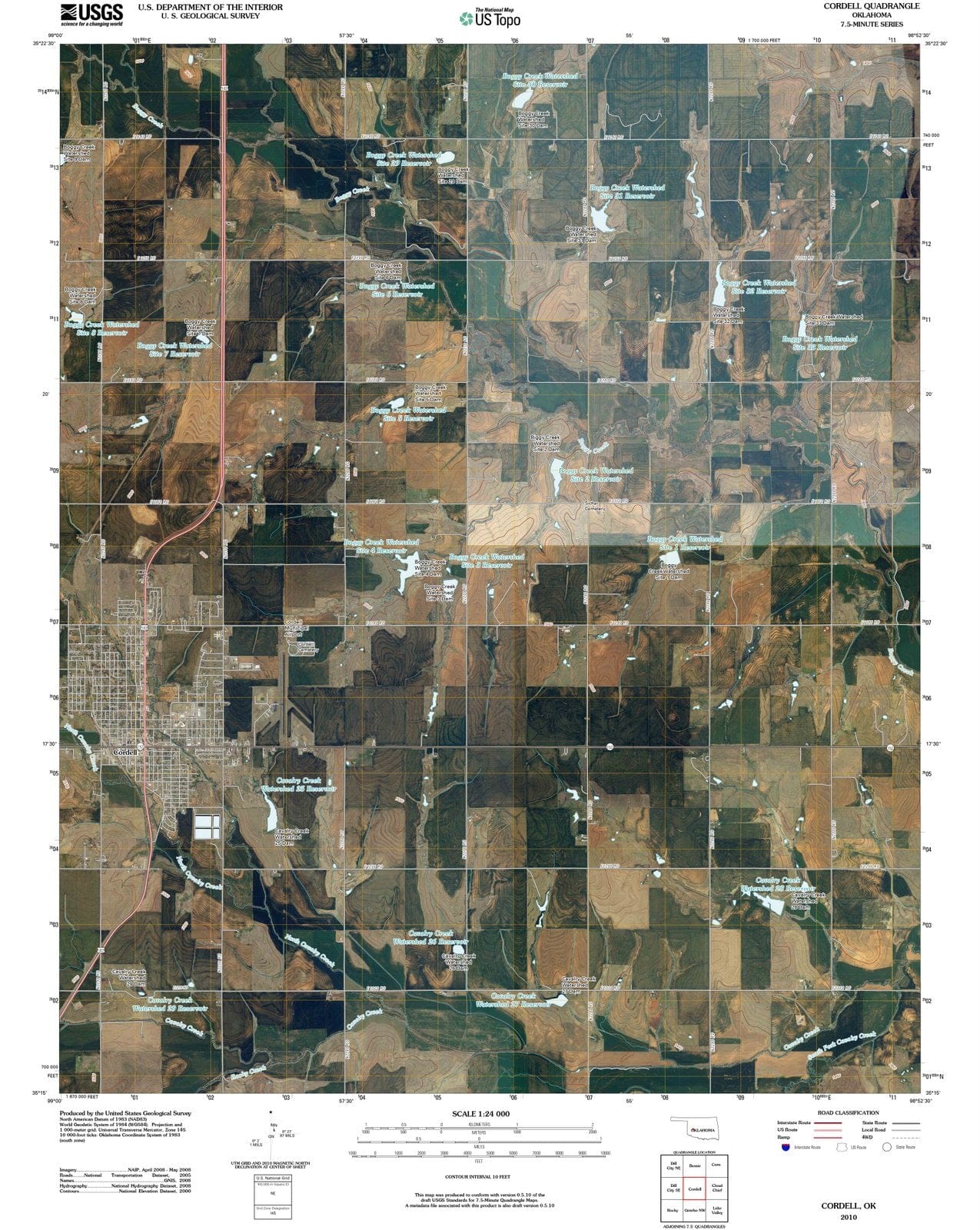 2010 Cordell, OK - Oklahoma - USGS Topographic Map
