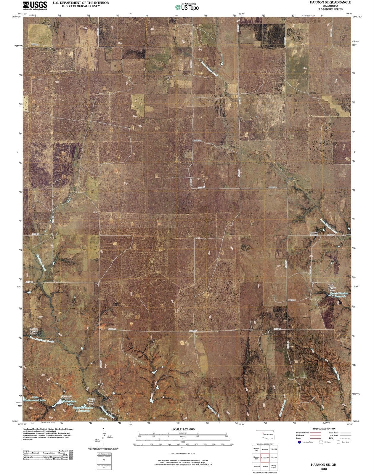 2010 Harmon, OK - Oklahoma - USGS Topographic Map