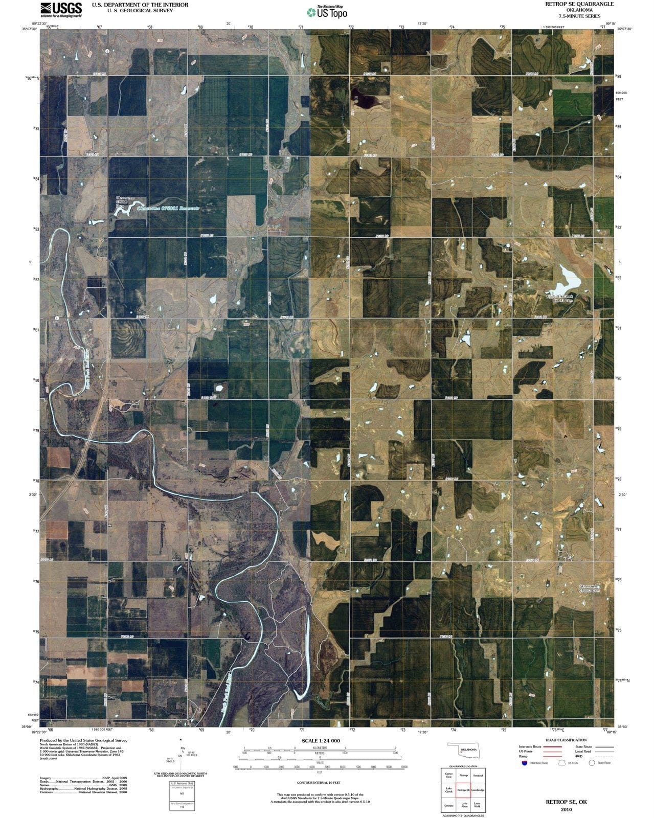 2010 Retrop, OK - Oklahoma - USGS Topographic Map