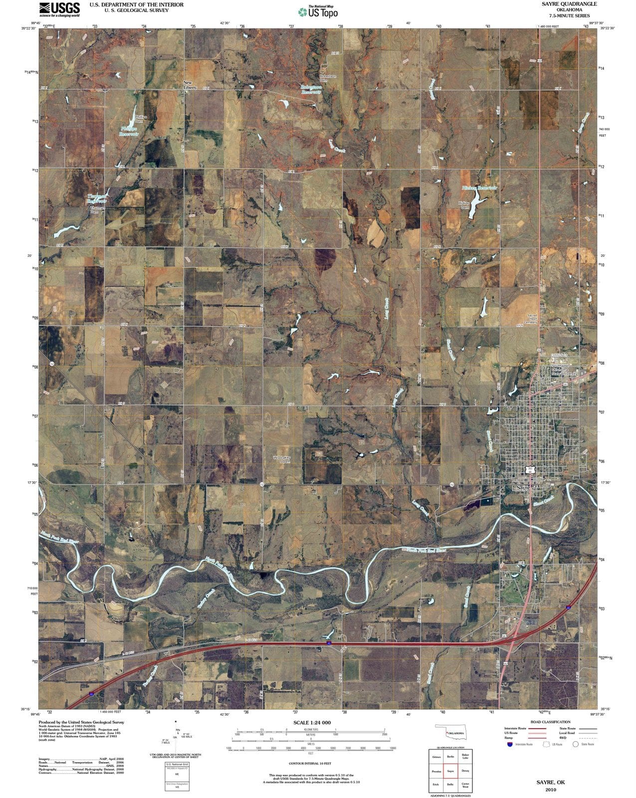 2010 Sayre, OK - Oklahoma - USGS Topographic Map