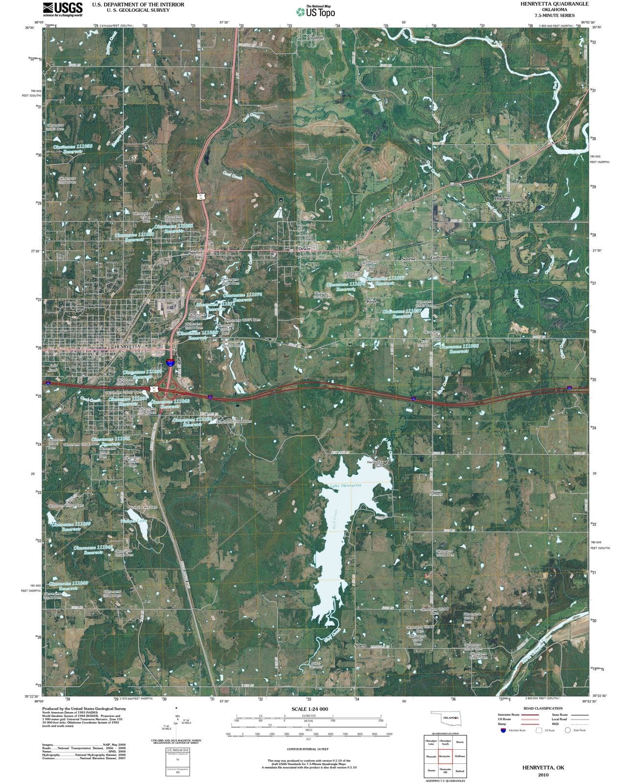 2010 Henryetta, OK - Oklahoma - USGS Topographic Map
