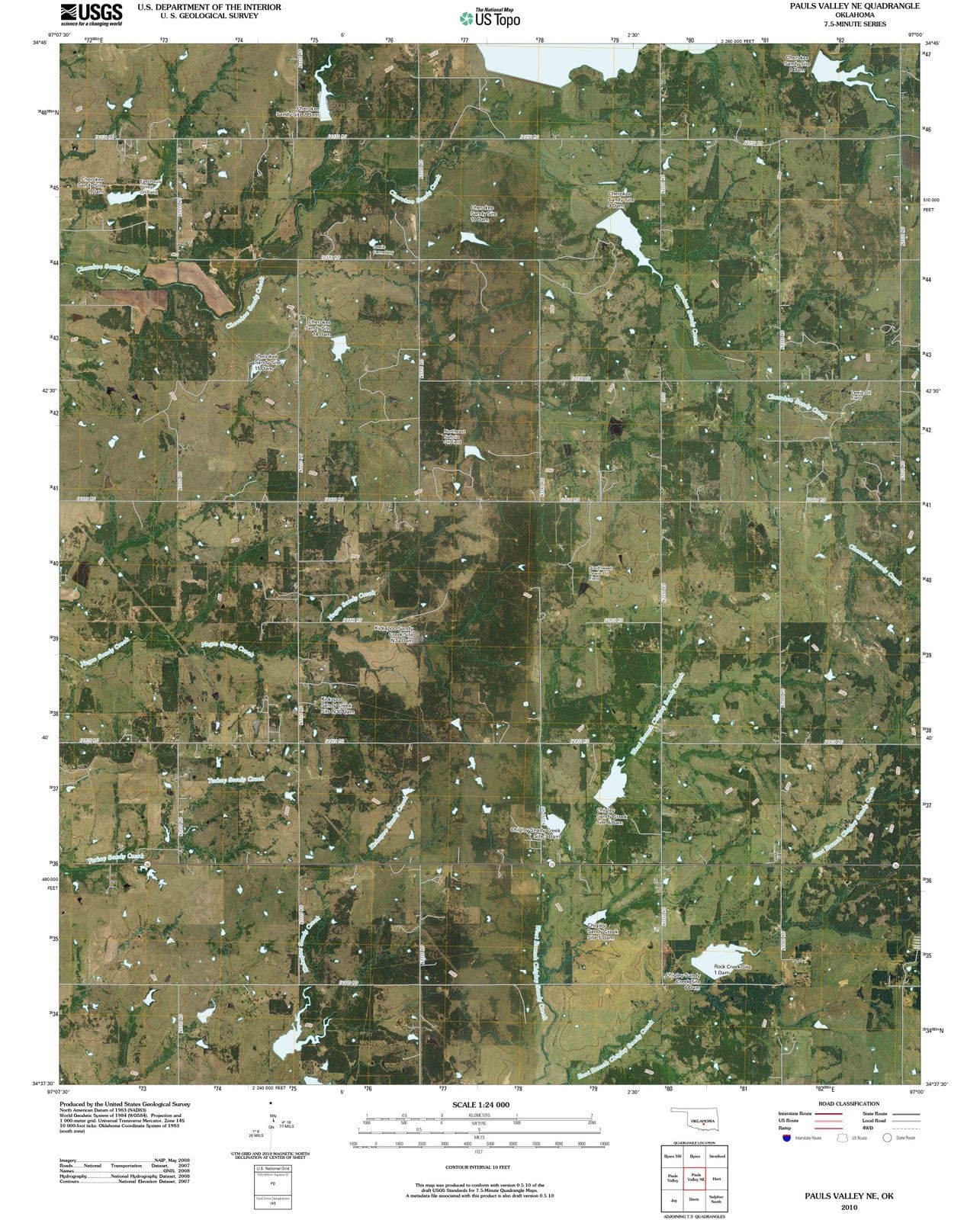 2010 Pauls Valley, OK - Oklahoma - USGS Topographic Map