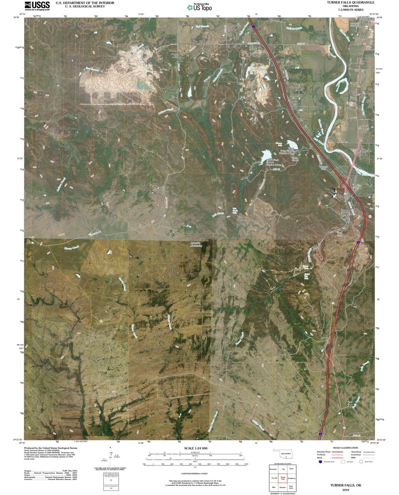 2010 Turner Falls, OK - Oklahoma - USGS Topographic Map