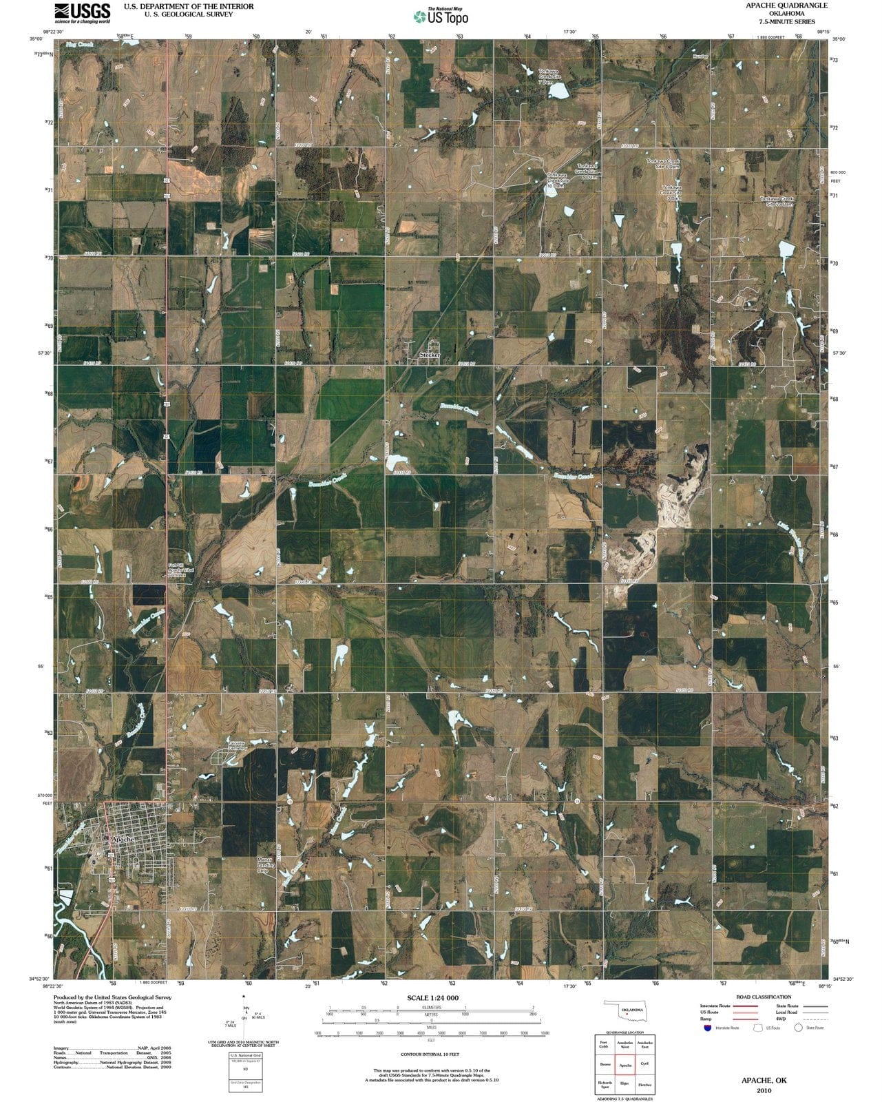 2010 Apache, OK - Oklahoma - USGS Topographic Map