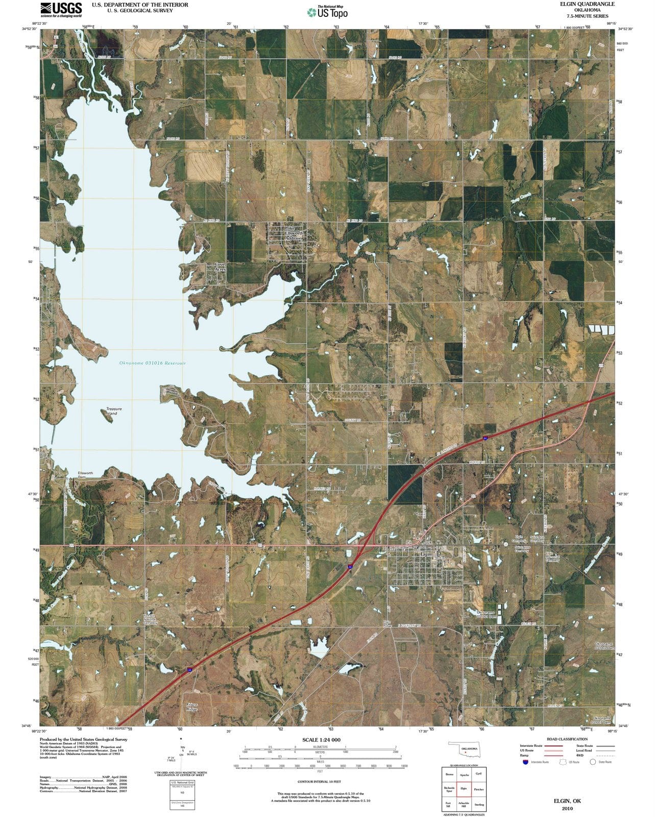 2010 Elgin, OK - Oklahoma - USGS Topographic Map