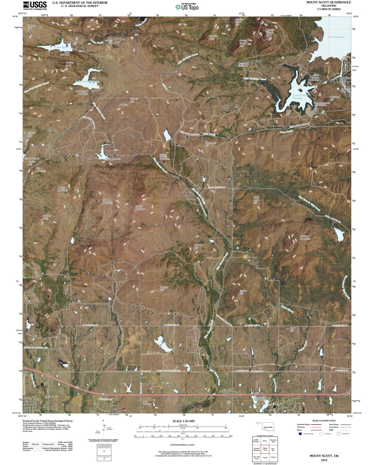 2010 Mount Scott, OK - Oklahoma - USGS Topographic Map