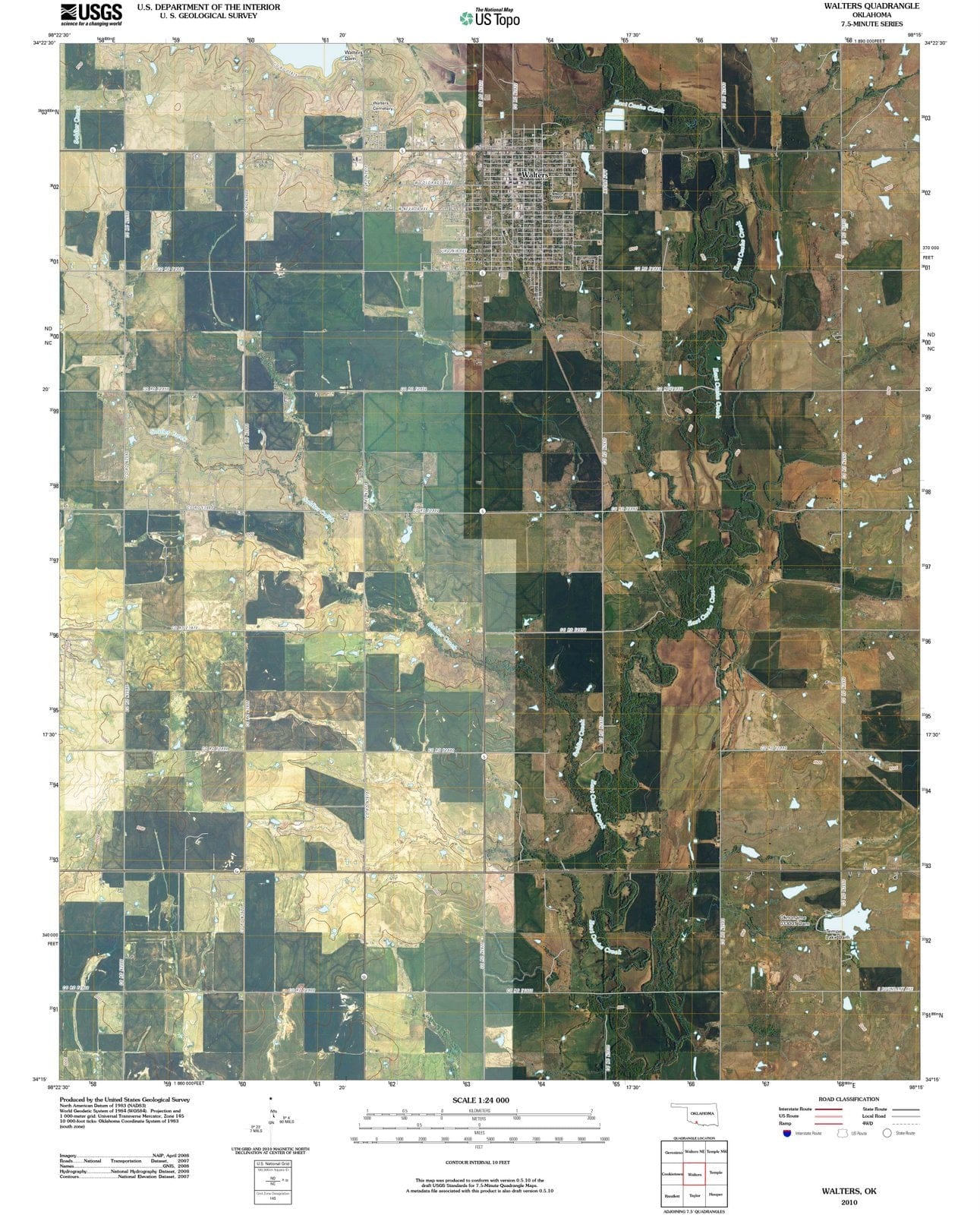 2010 Walters, OK - Oklahoma - USGS Topographic Map