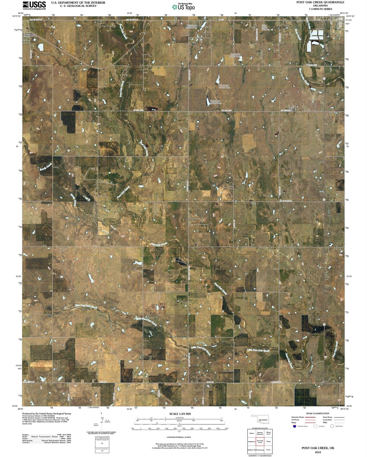 2010 Post Oak Creek, OK - Oklahoma - USGS Topographic Map