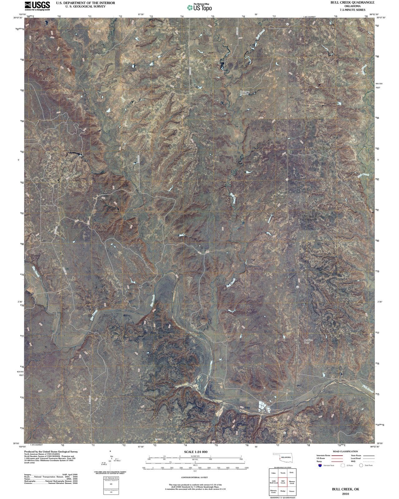 2010 Bull Creek, OK - Oklahoma - USGS Topographic Map