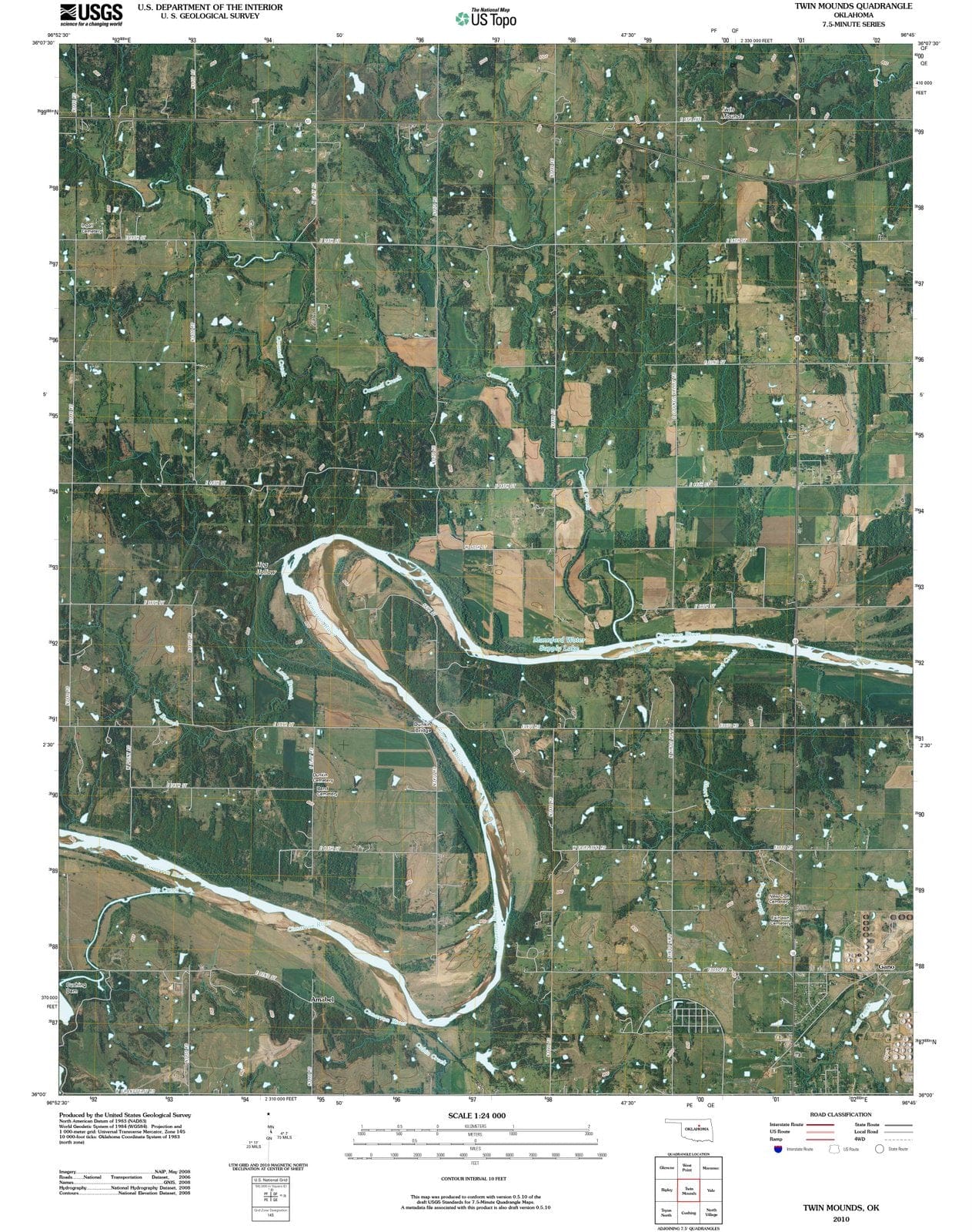 2010 Twin Mounds, OK - Oklahoma - USGS Topographic Map