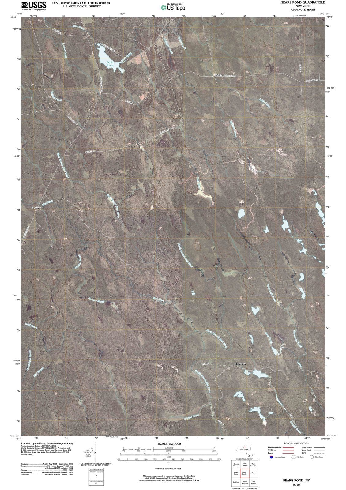 2010 Sears Pond, NY - New York - USGS Topographic Map
