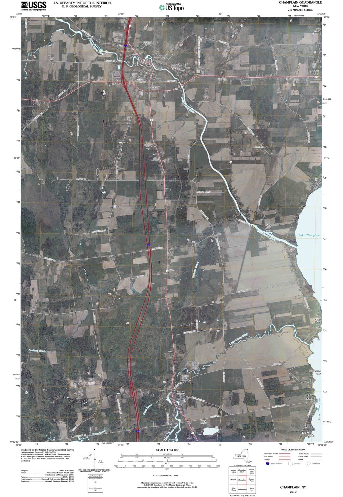 2010 Champlain, NY - New York - USGS Topographic Map