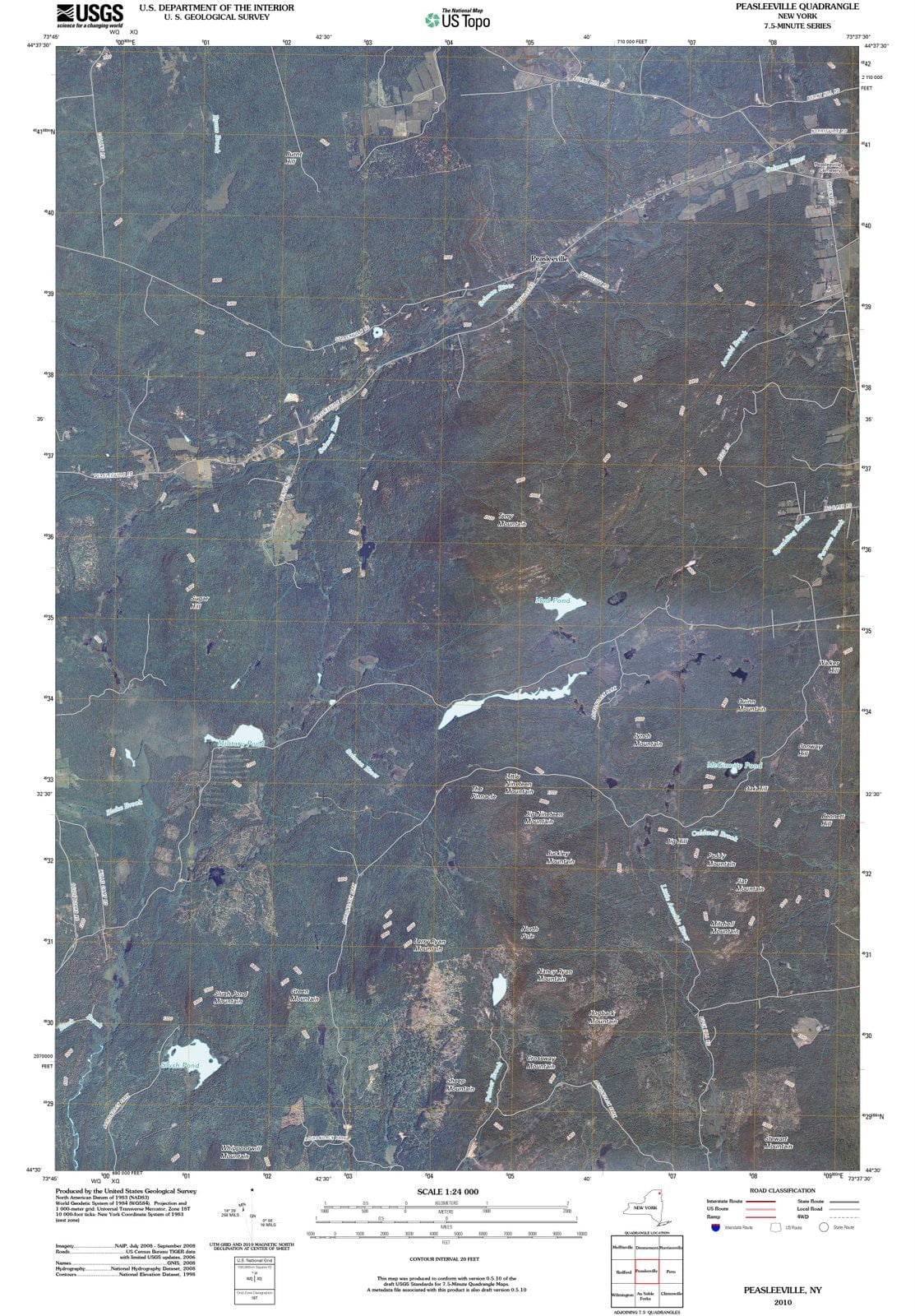 2010 Peasleeville, NY - New York - USGS Topographic Map
