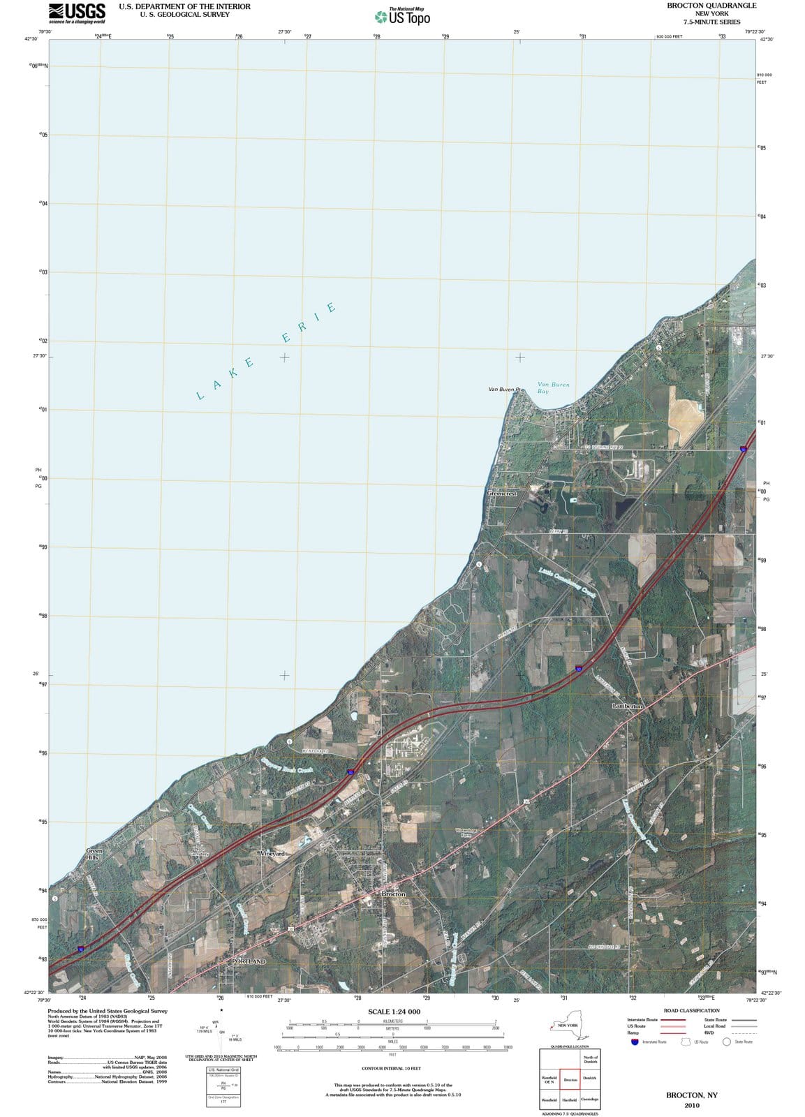 2010 Brocton, NY - New York - USGS Topographic Map