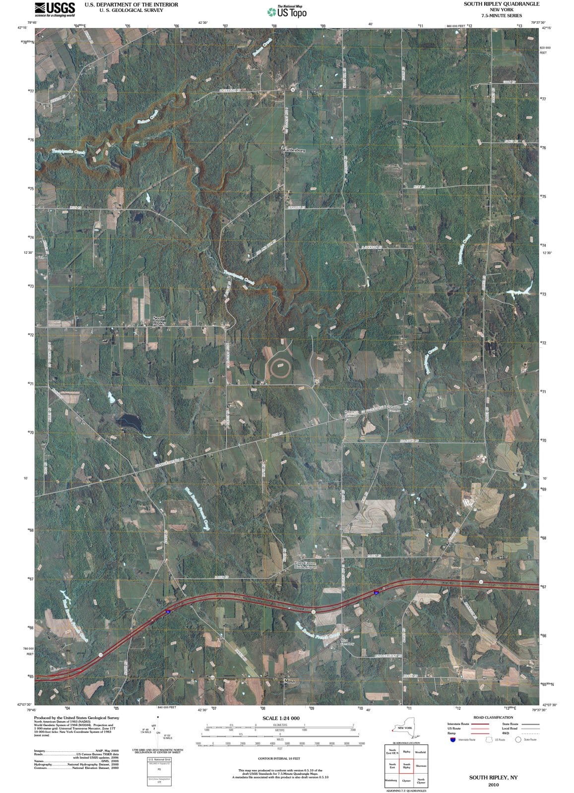 2010 South Ripley, NY - New York - USGS Topographic Map
