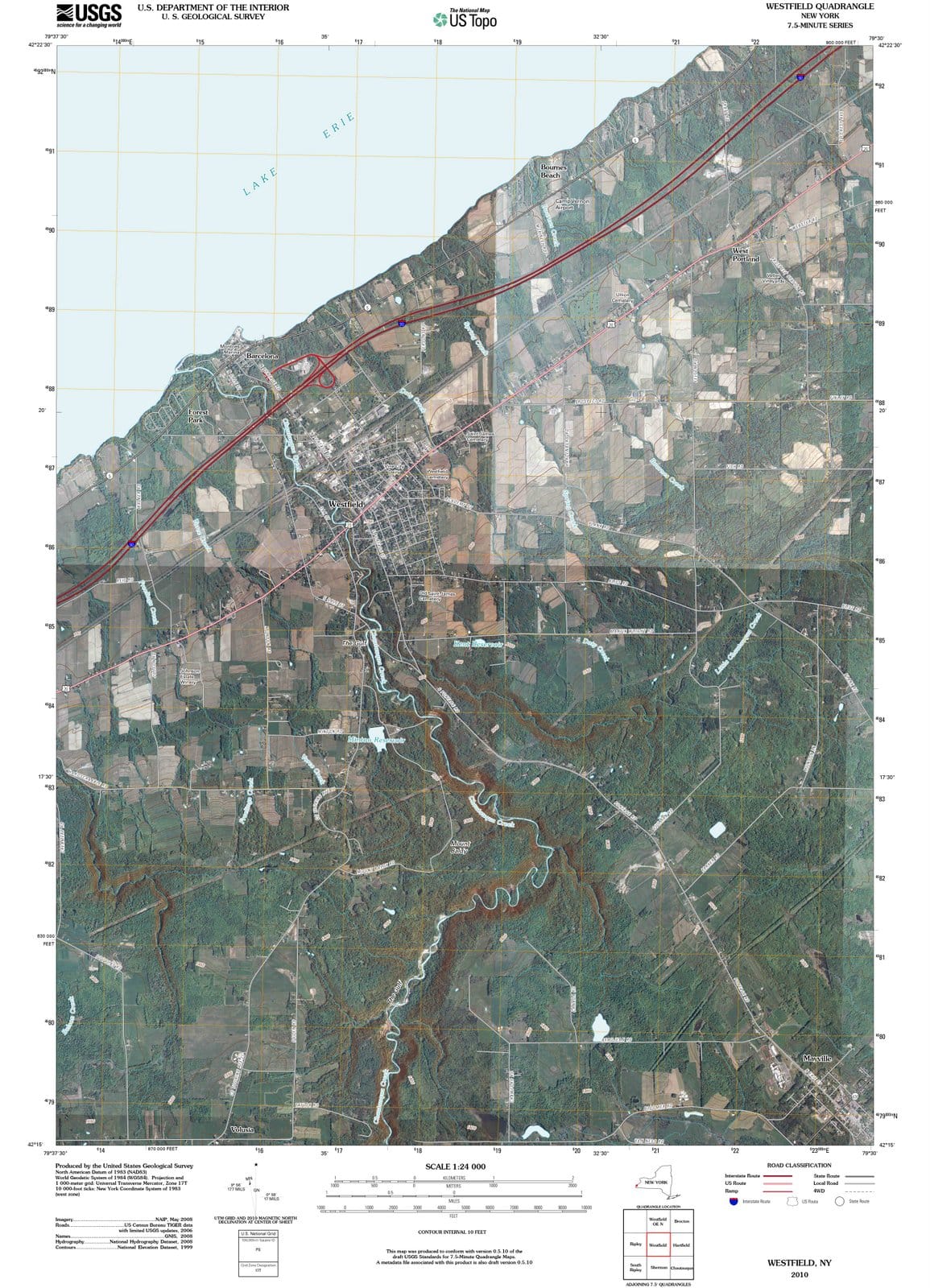 2010 Westfield, NY - New York - USGS Topographic Map