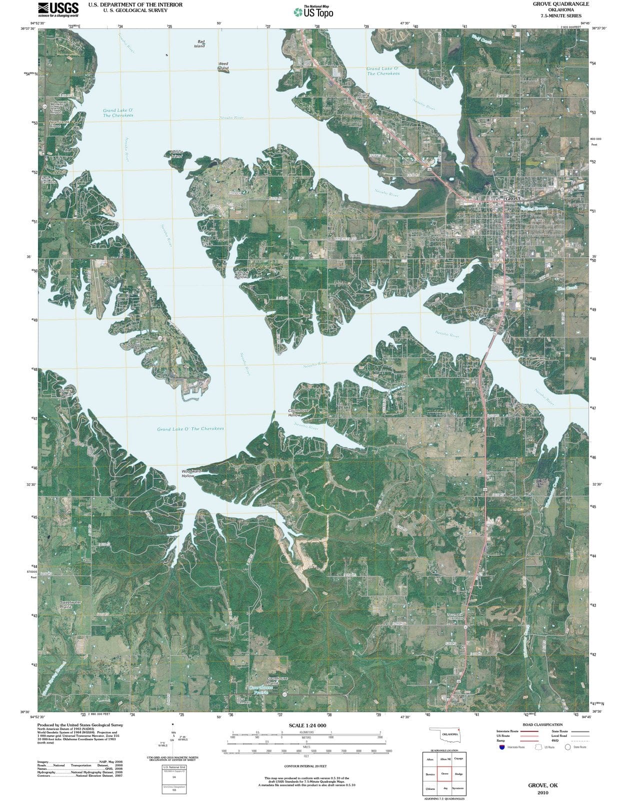 2010 Grove, OK - Oklahoma - USGS Topographic Map