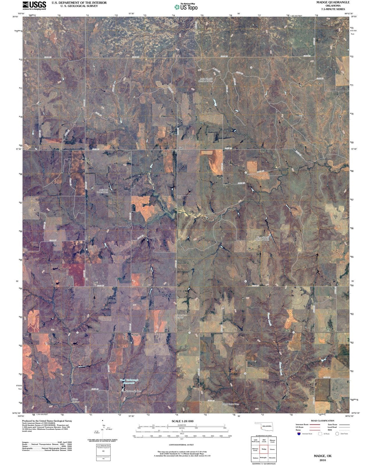 2010 Madge, OK - Oklahoma - USGS Topographic Map