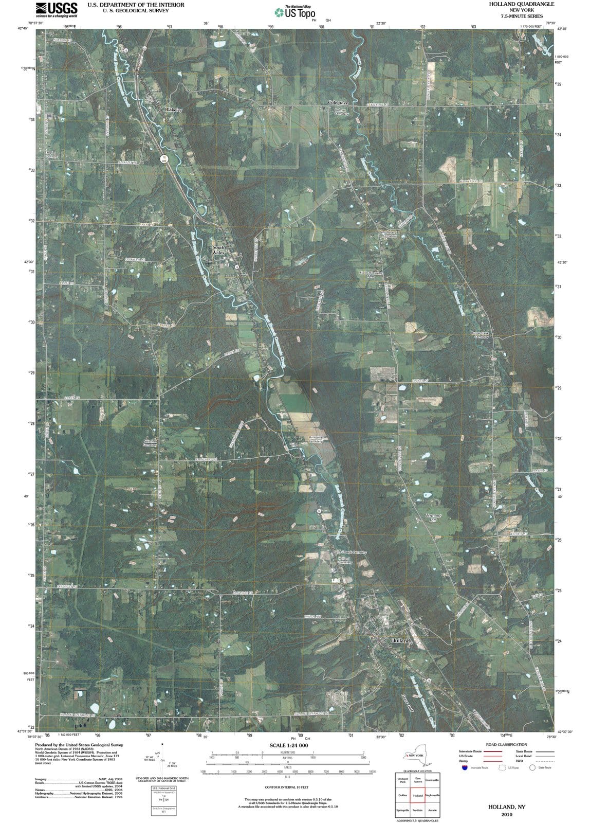2010 Holland, NY - New York - USGS Topographic Map