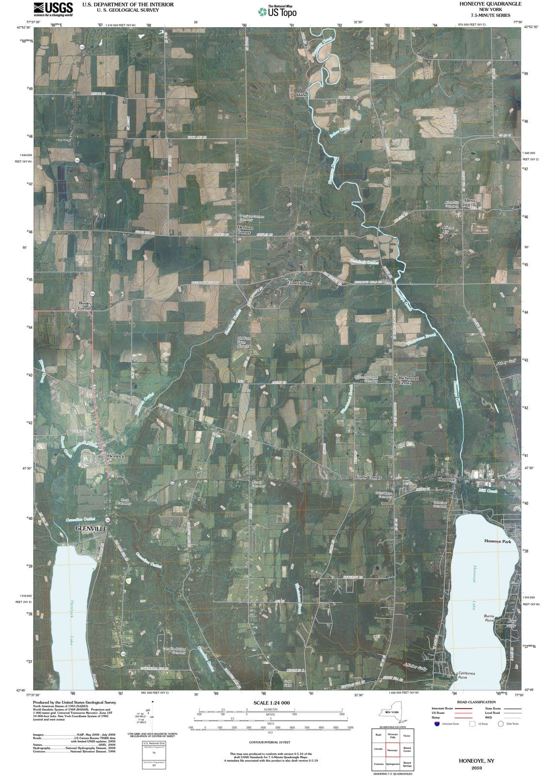 2010 Honeoye, NY - New York - USGS Topographic Map
