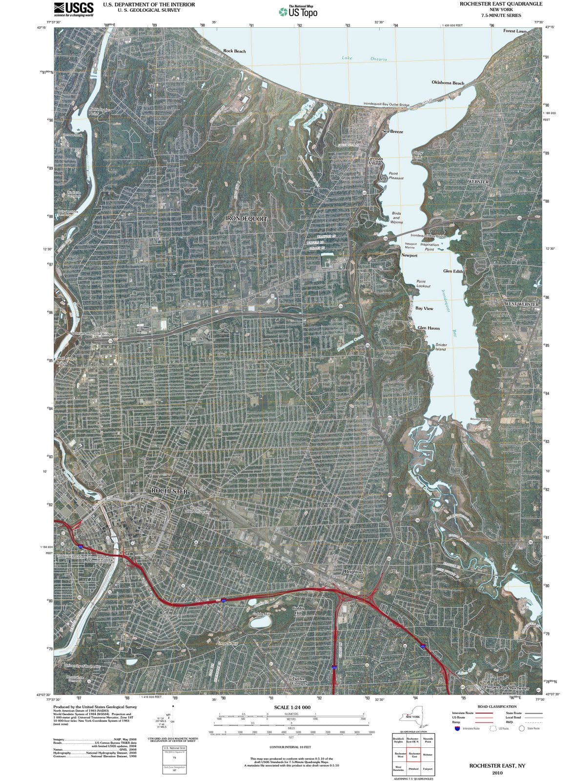 2010 Rochester East, NY - New York - USGS Topographic Map