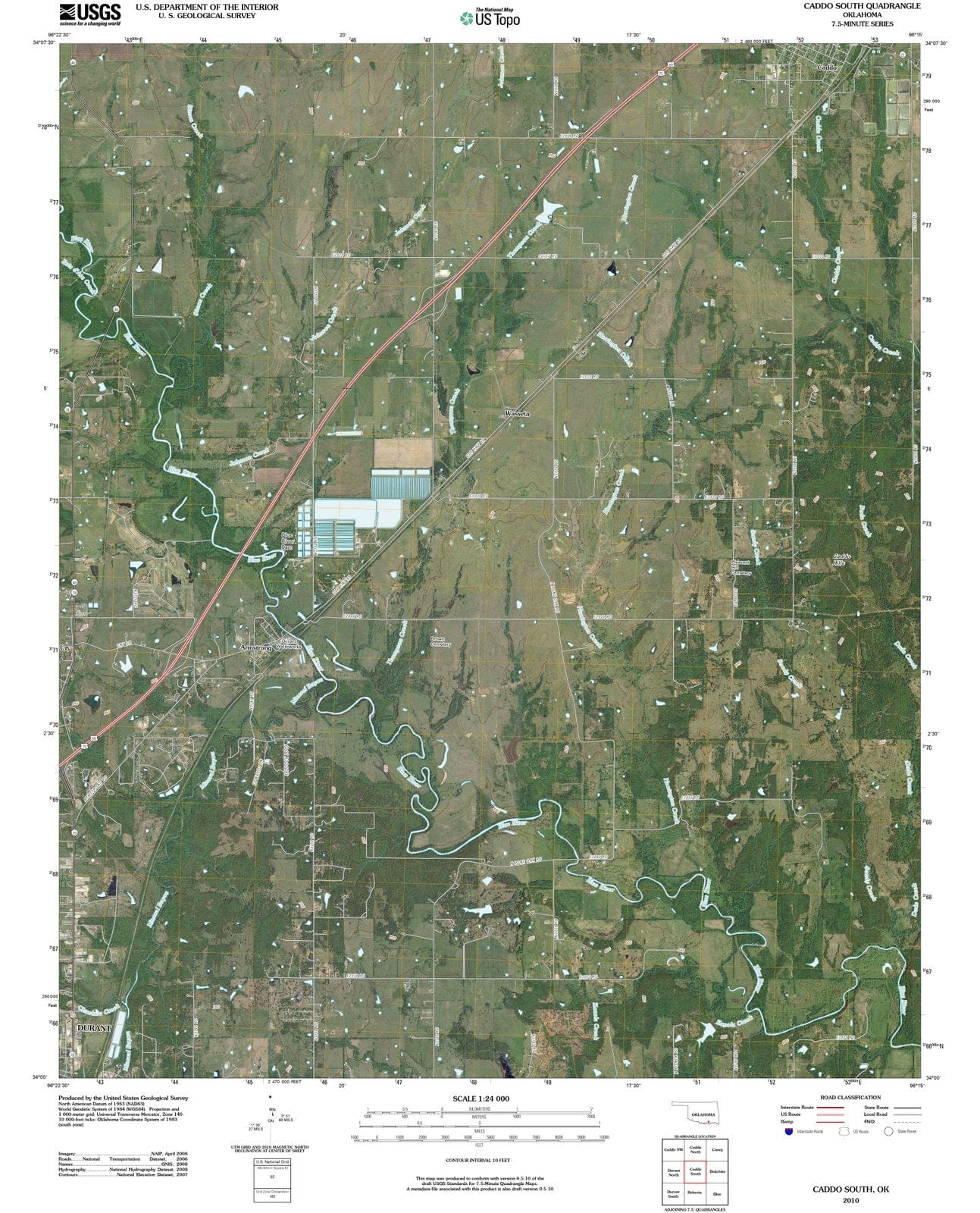 2010 Caddo South, OK - Oklahoma - USGS Topographic Map