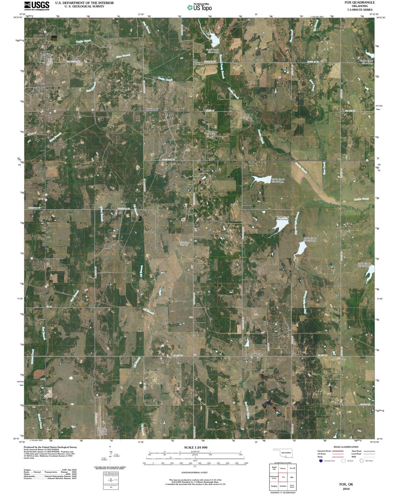2010 Fox, OK - Oklahoma - USGS Topographic Map