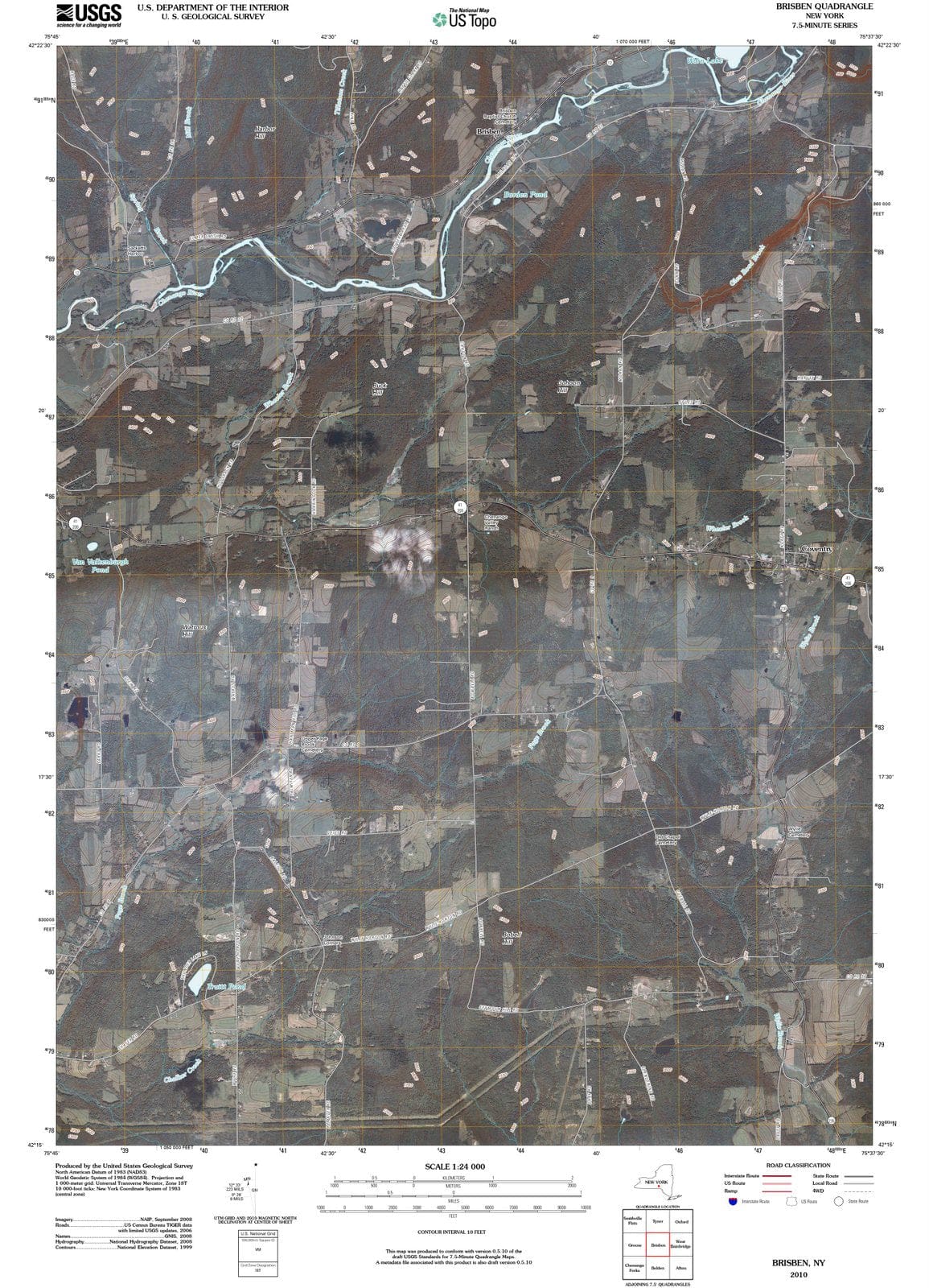 2010 Brisben, NY - New York - USGS Topographic Map