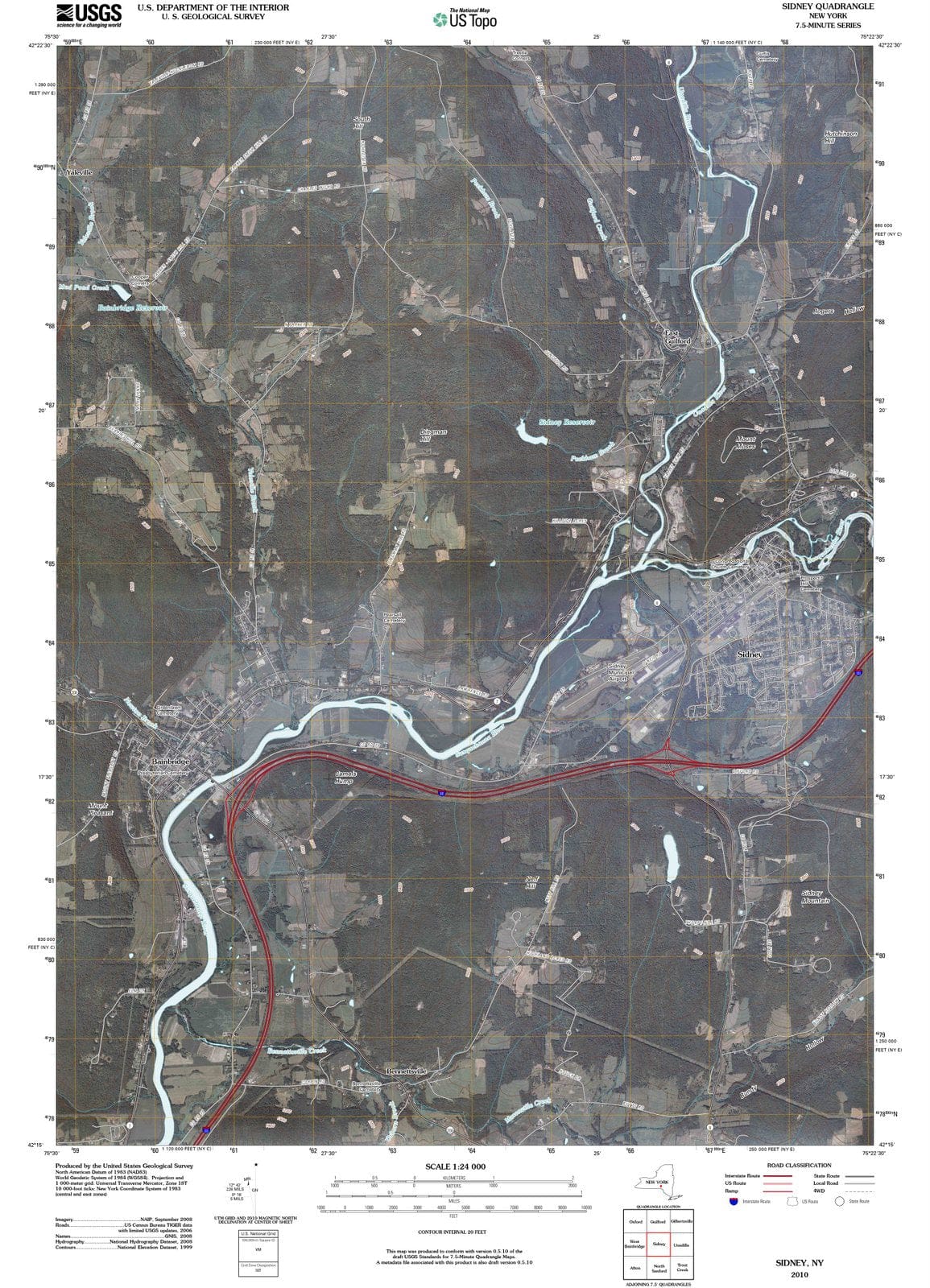 2010 Sidney, NY - New York - USGS Topographic Map