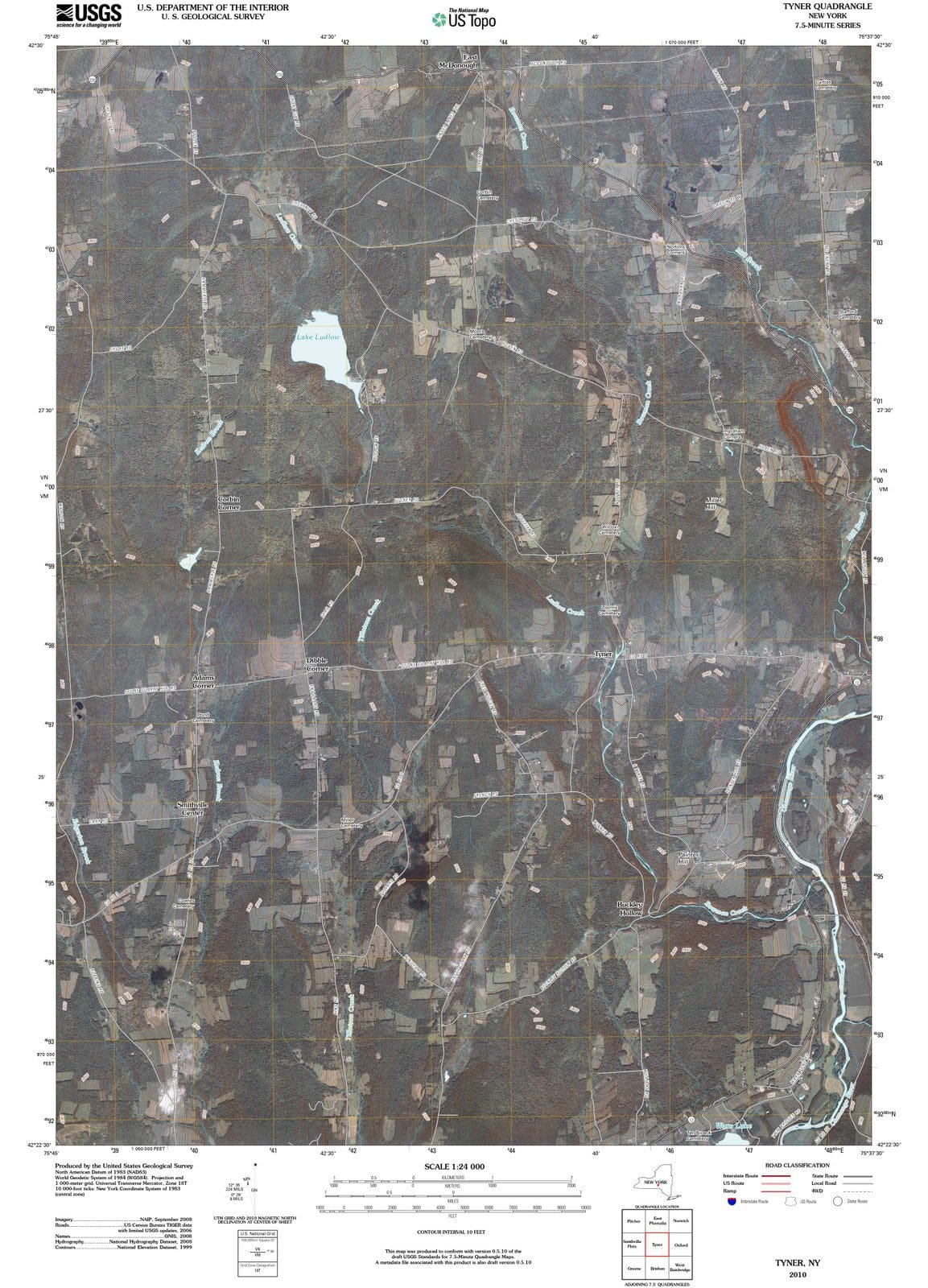 2010 Tyner, NY - New York - USGS Topographic Map