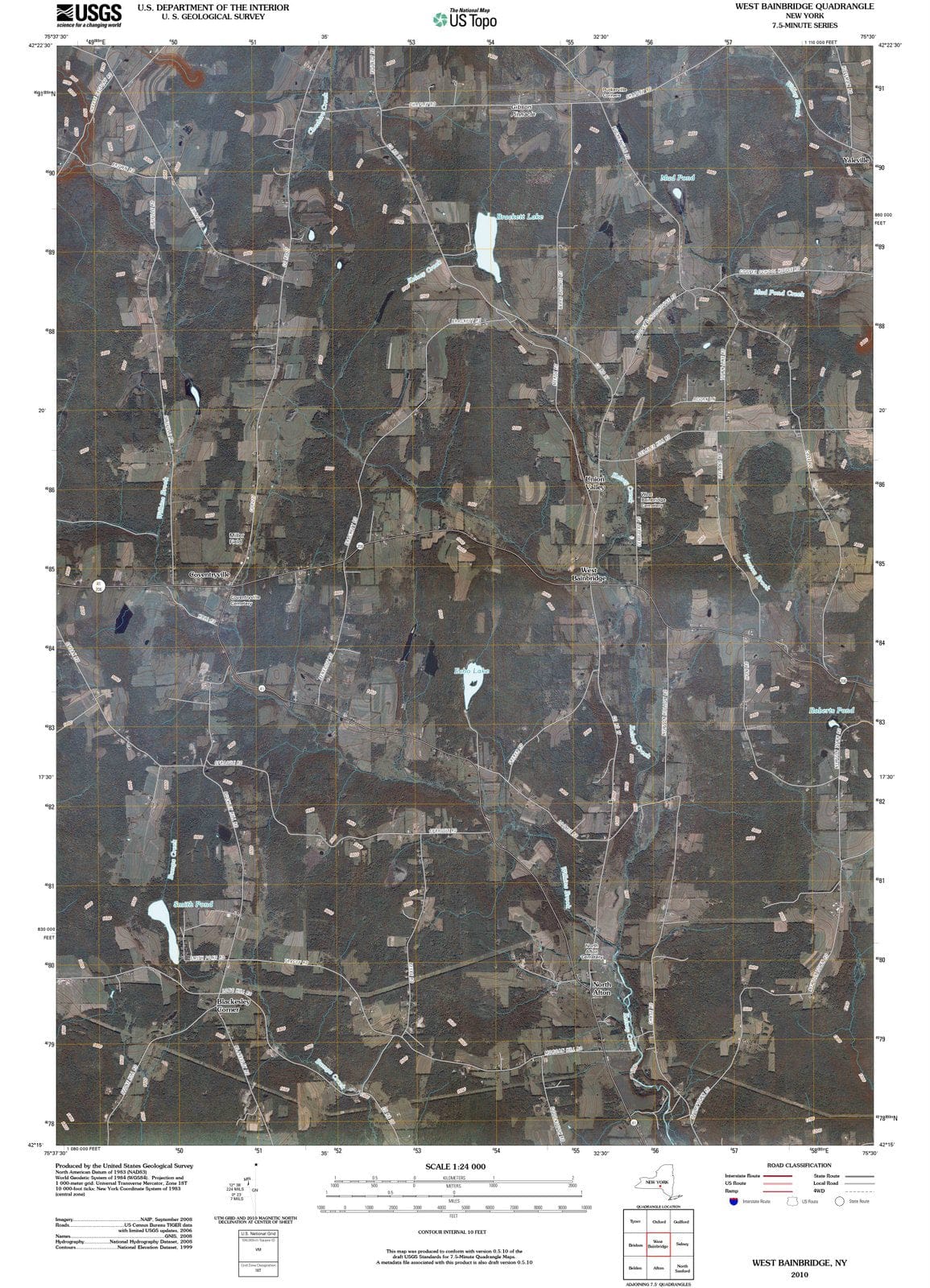 2010 West Bainbridge, NY - New York - USGS Topographic Map