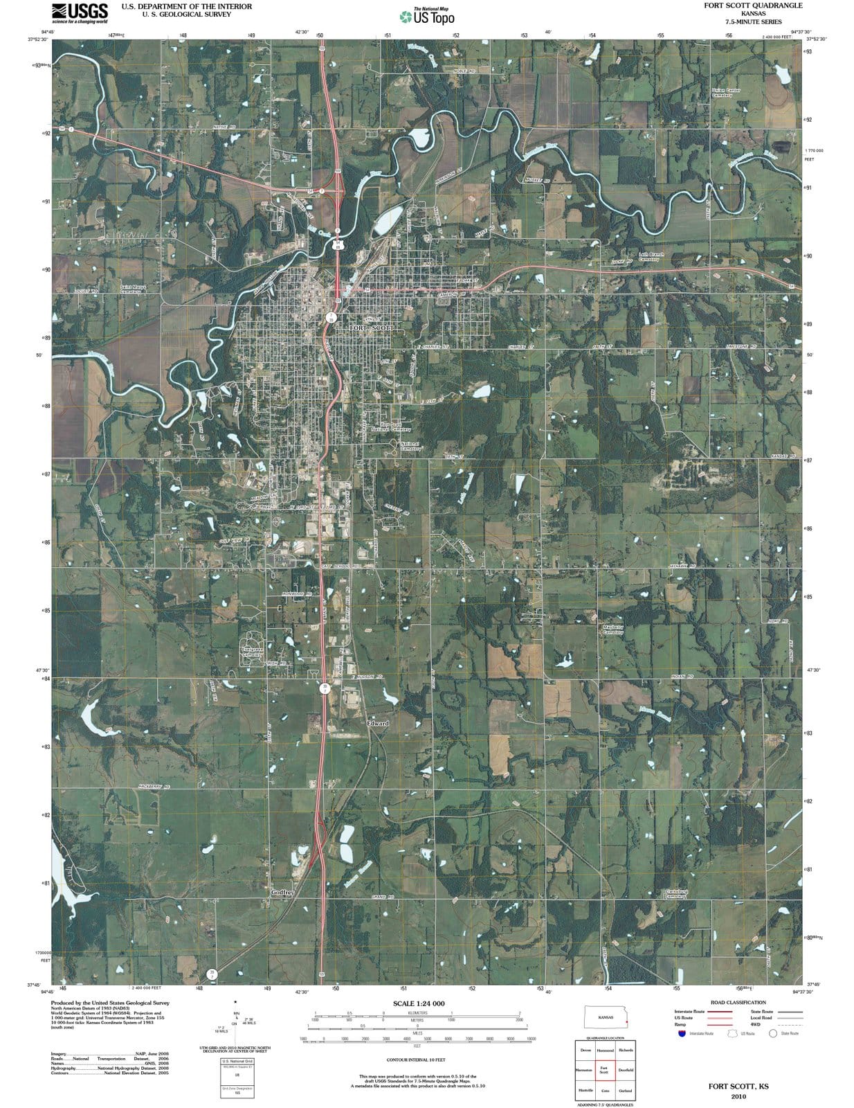 2010 Fort Scott, KS - Kansas - USGS Topographic Map