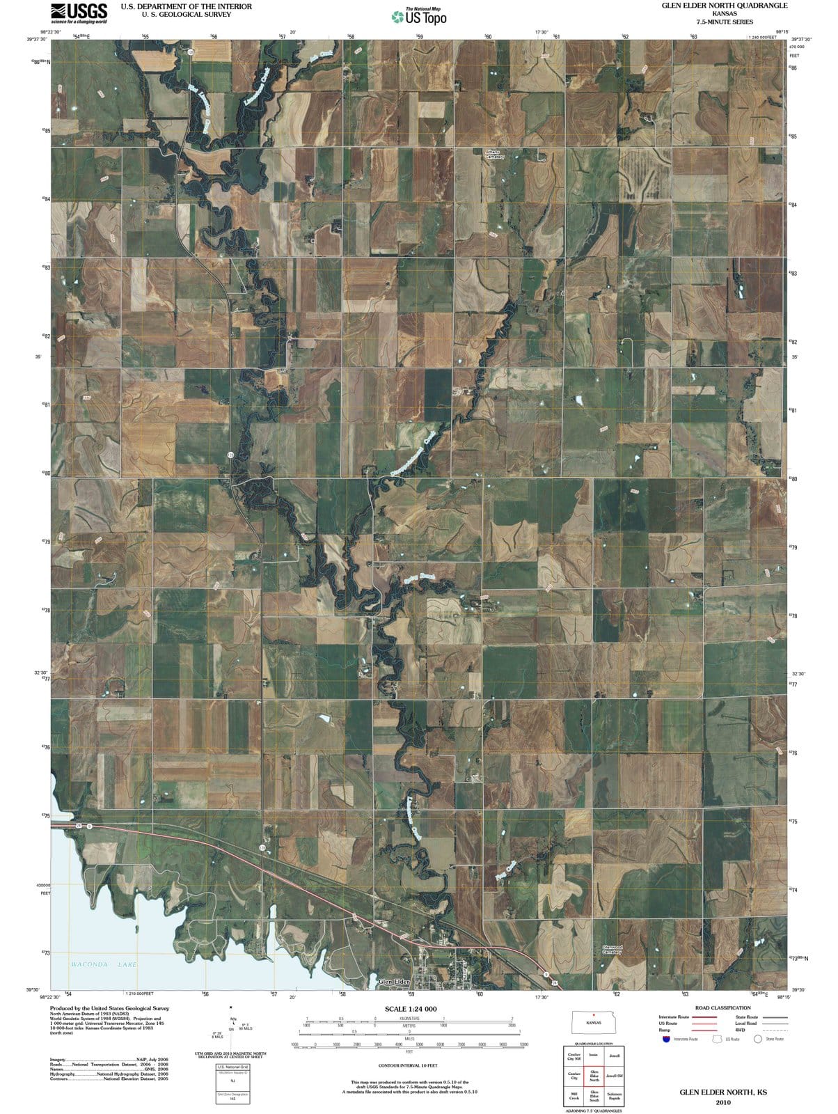 2010 Glen Elder North, KS - Kansas - USGS Topographic Map