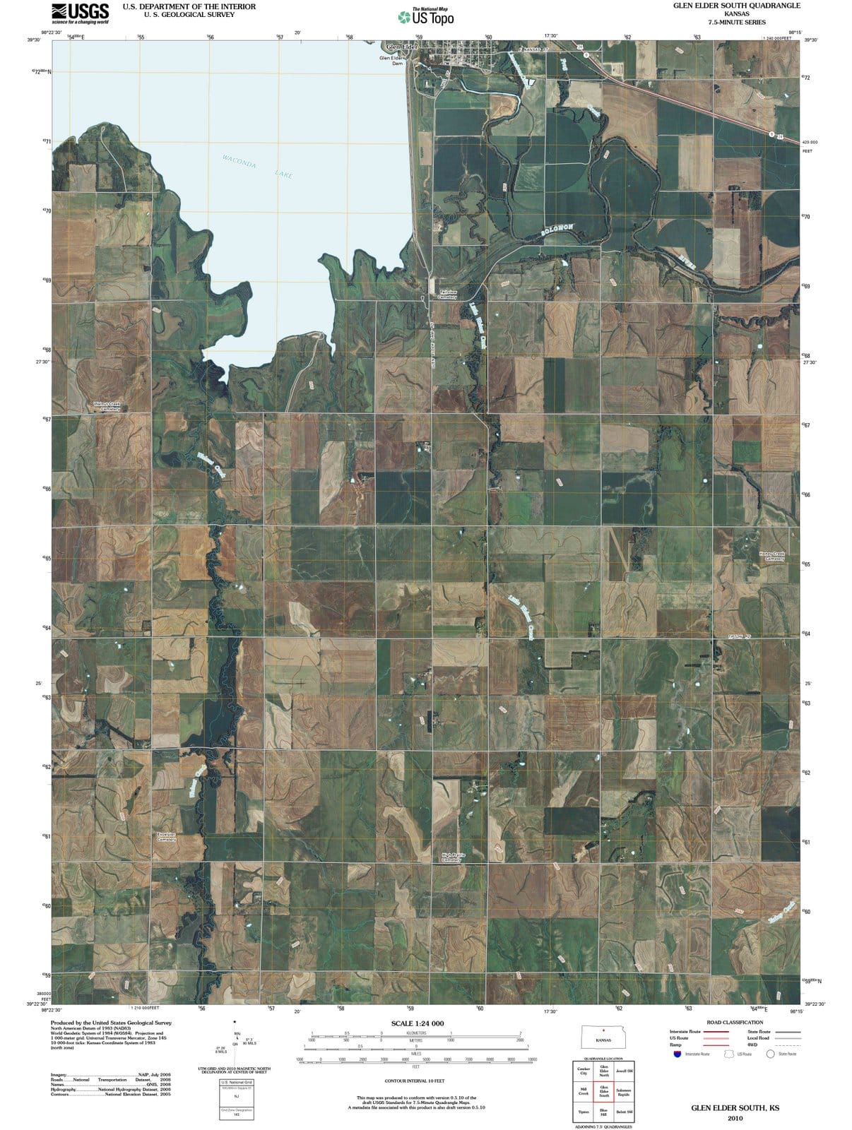 2010 Glen Elder South, KS - Kansas - USGS Topographic Map