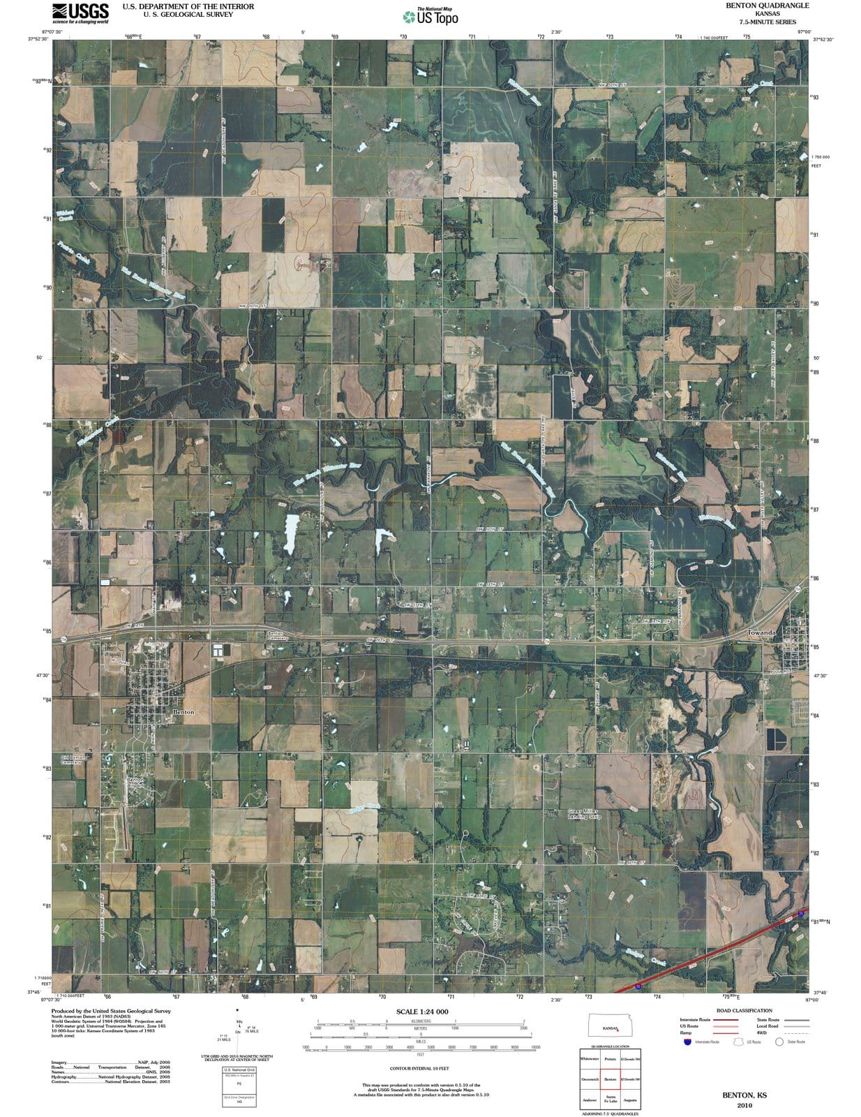 2010 Benton, KS - Kansas - USGS Topographic Map