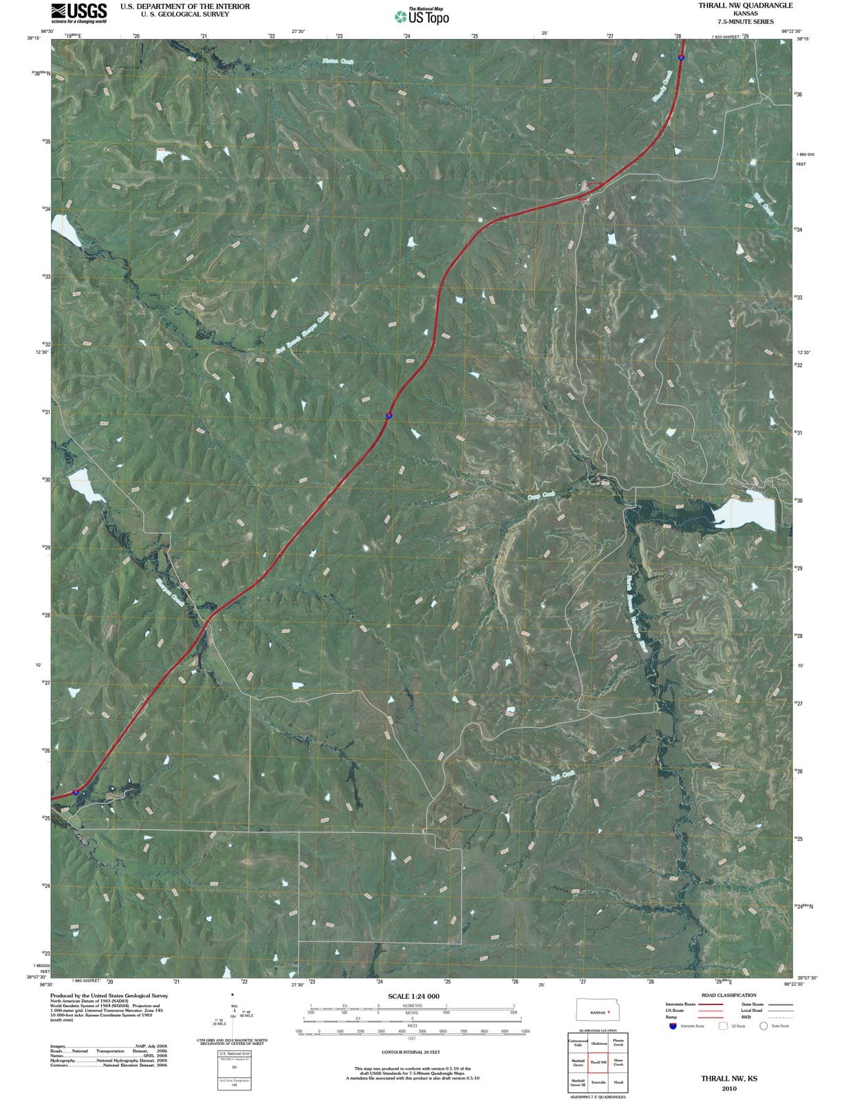 2010 Thrall, KS - Kansas - USGS Topographic Map