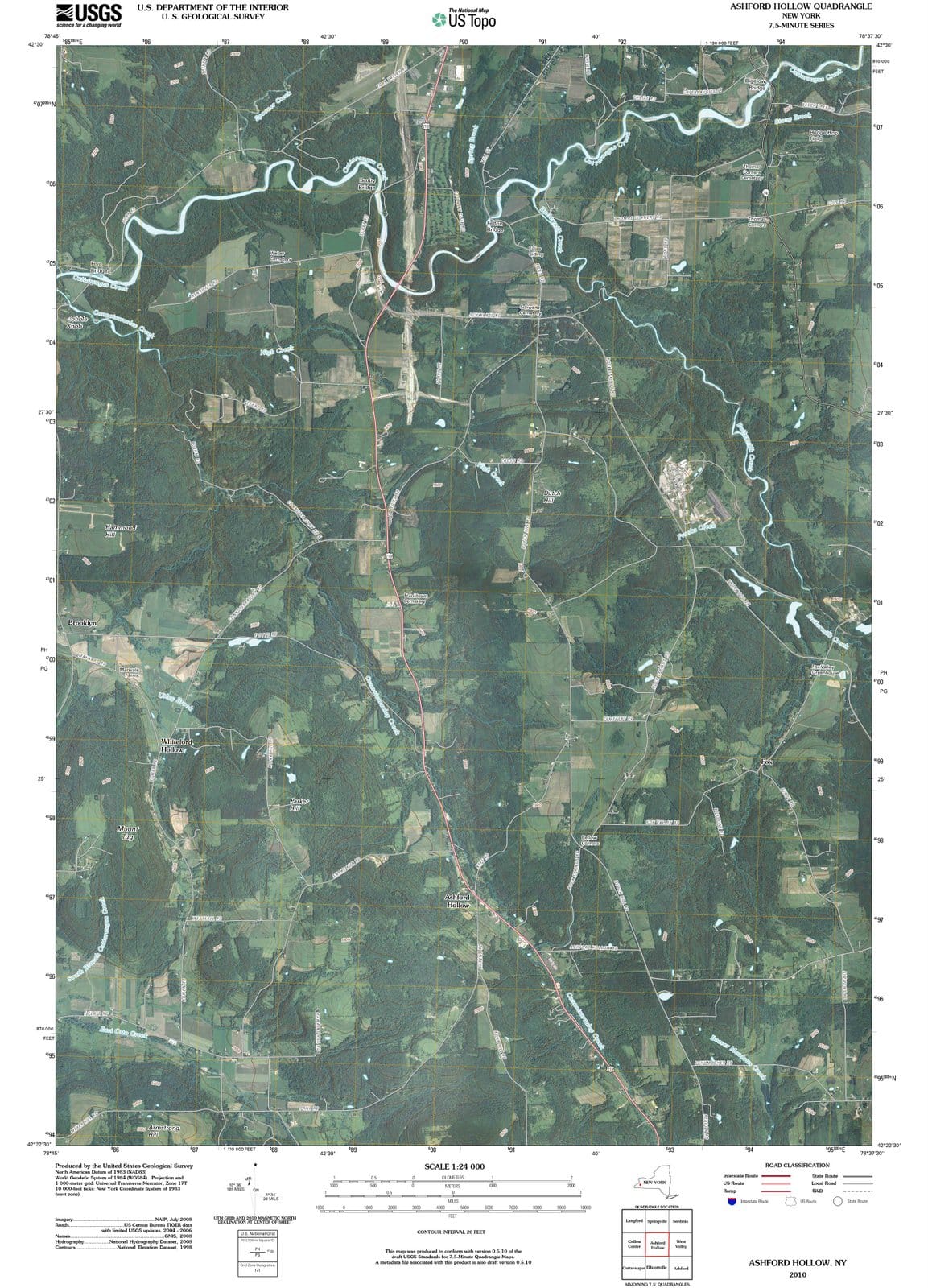 2010 Ashford Hollow, NY - New York - USGS Topographic Map