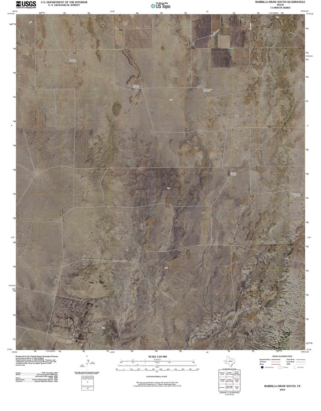 2010 Barrillaraw South, TX - Texas - USGS Topographic Map