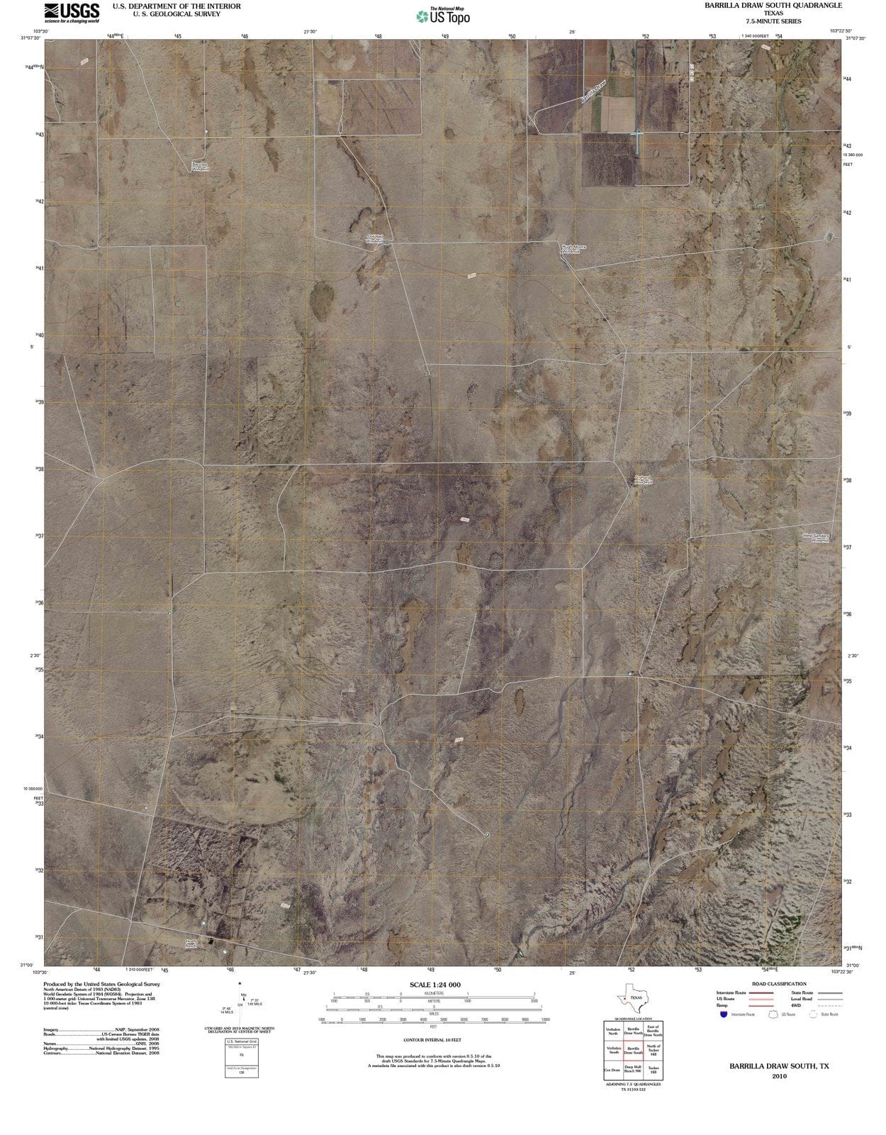 2010 Barrillaraw South, TX - Texas - USGS Topographic Map