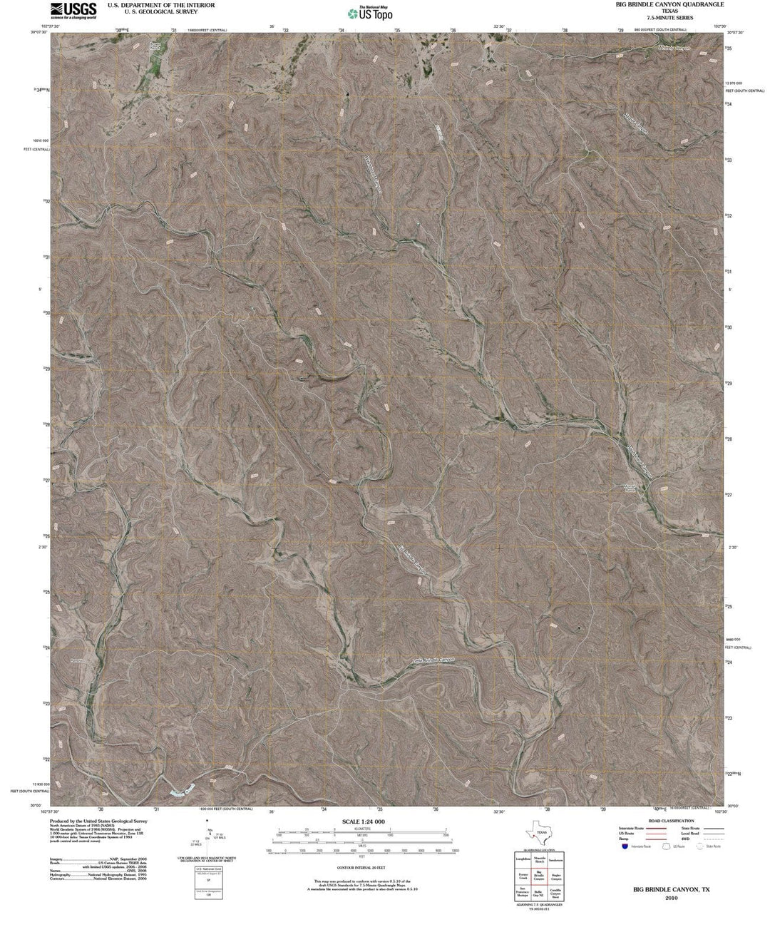 2010 Big Brindle Canyon, TX - Texas - USGS Topographic Map