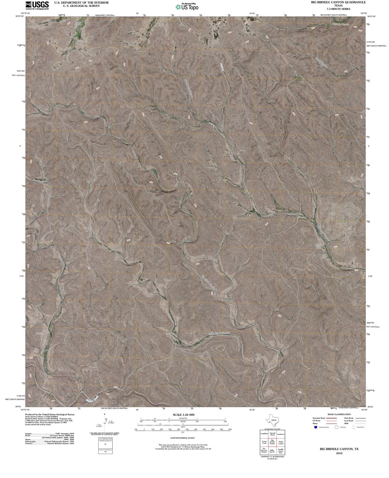 2010 Big Brindle Canyon, TX - Texas - USGS Topographic Map