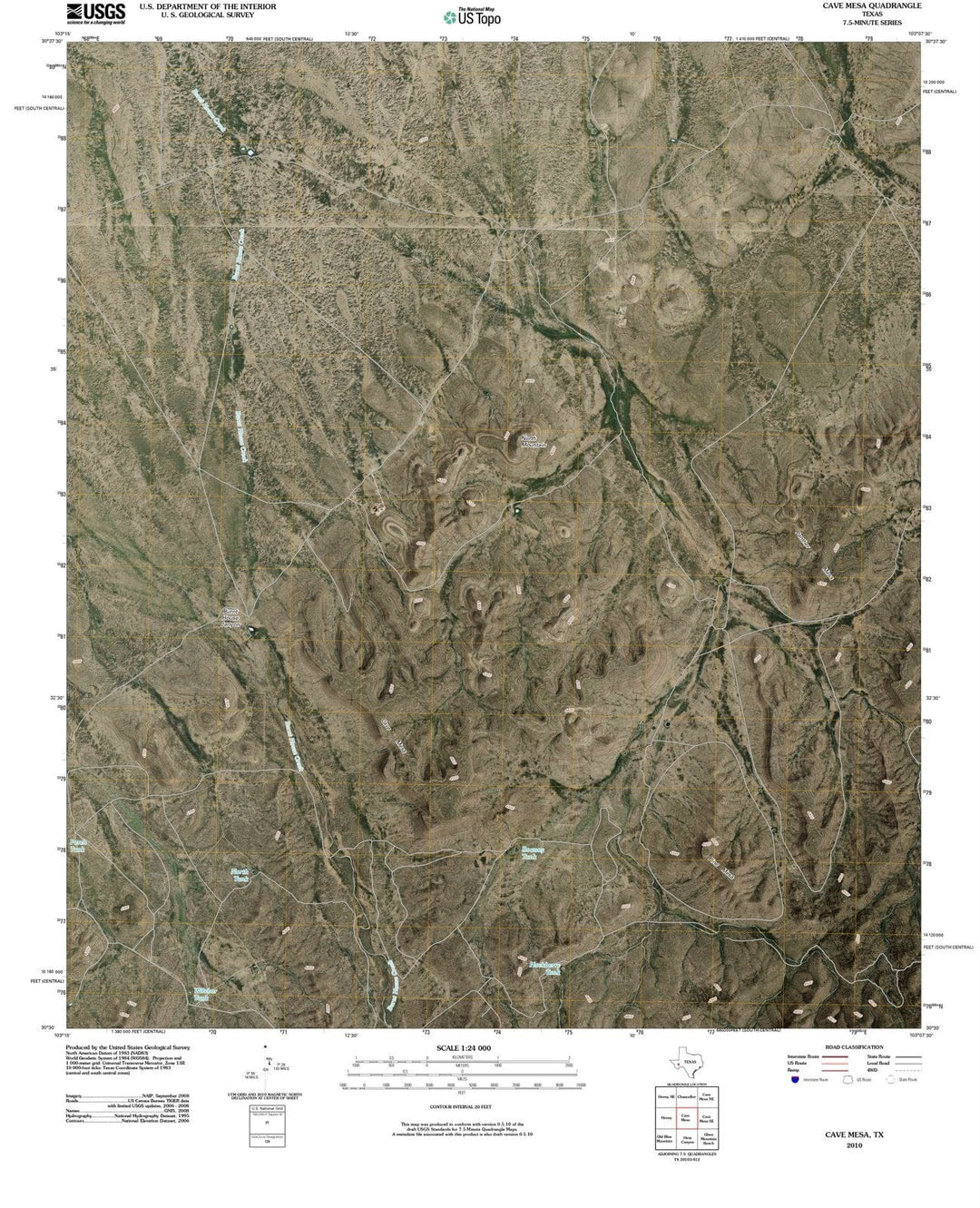 2010 Cave Mesa, TX - Texas - USGS Topographic Map