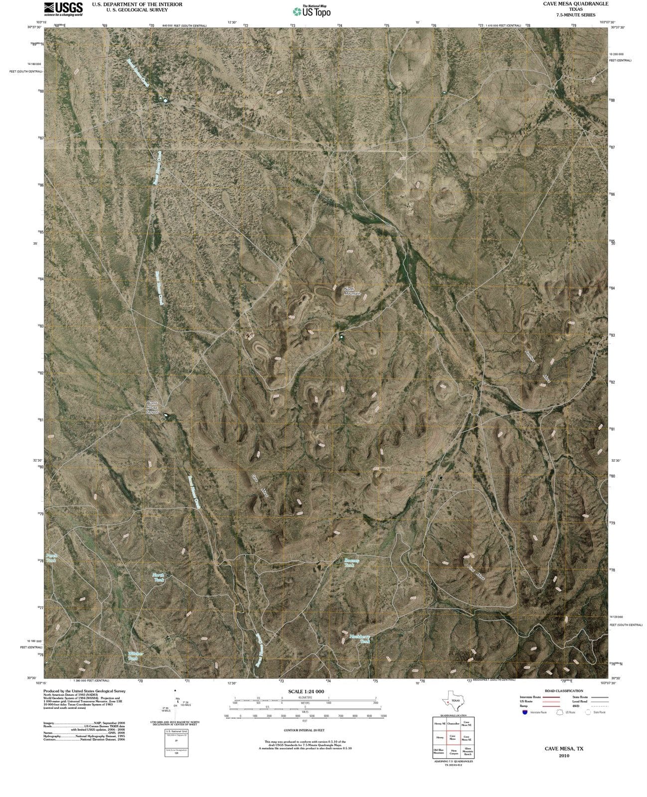 2010 Cave Mesa, TX - Texas - USGS Topographic Map
