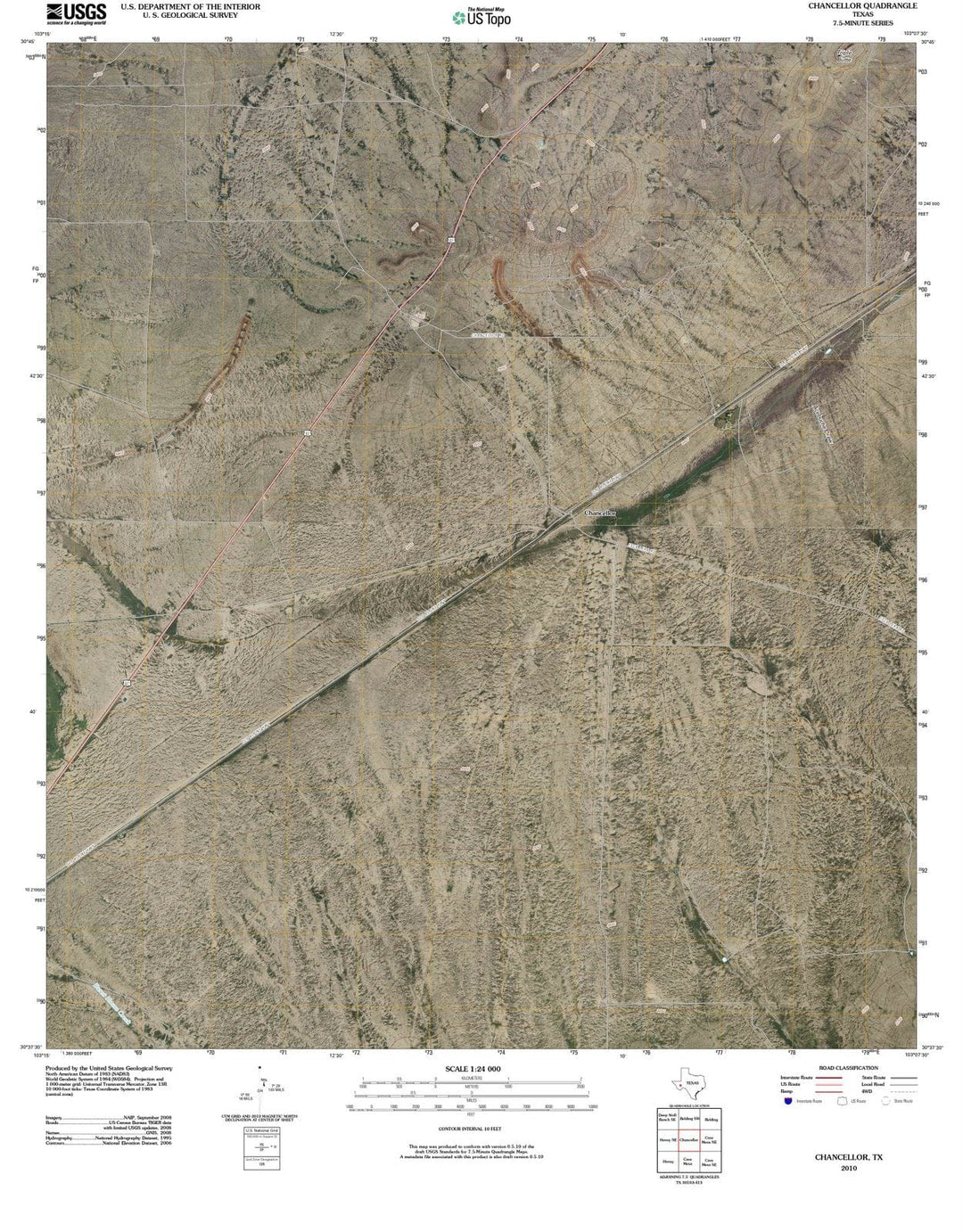 2010 Chancellor, TX - Texas - USGS Topographic Map