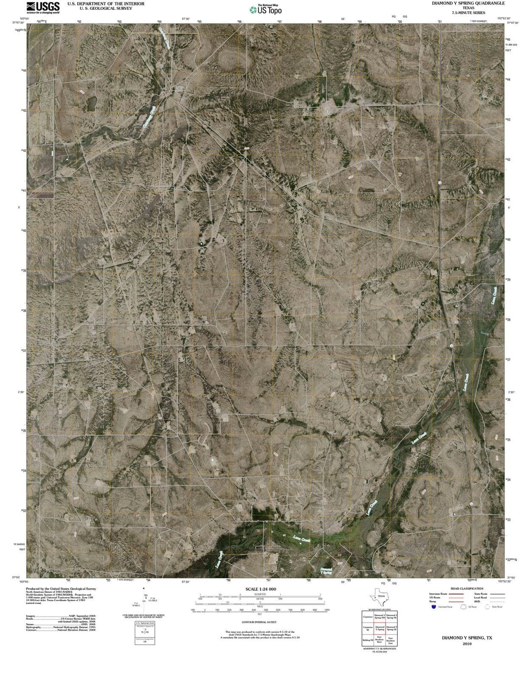 2010 Diamond Y Spring, TX - Texas - USGS Topographic Map