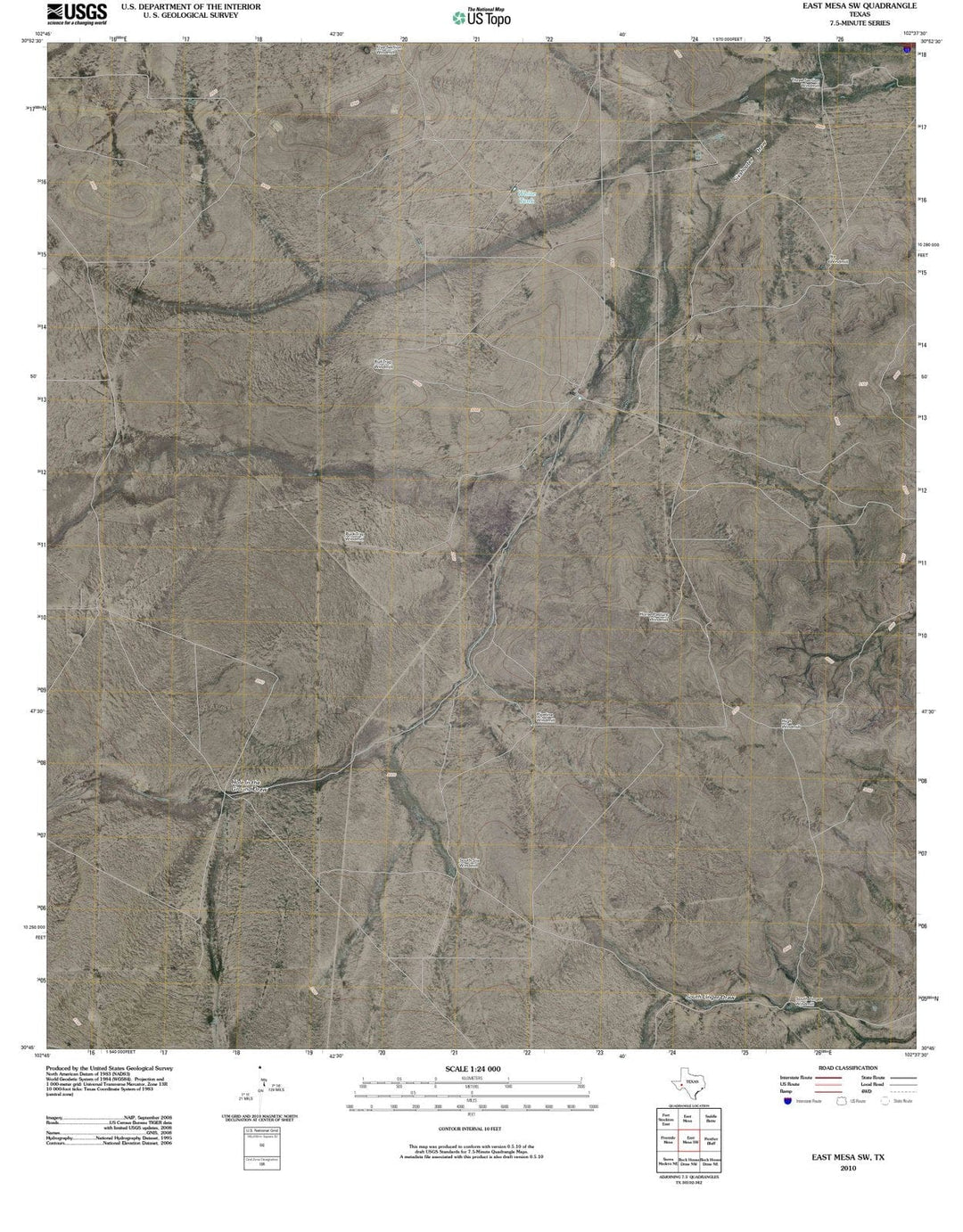 2010 East Mesa, TX - Texas - USGS Topographic Map