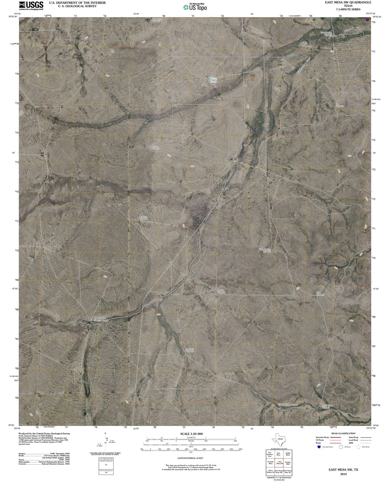 2010 East Mesa, TX - Texas - USGS Topographic Map